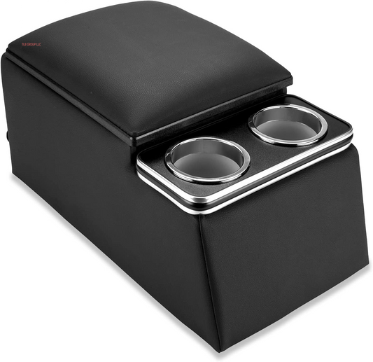 Automotive 124810 Universal Truck Seat/Bench Contractor Center Console Business Organizer and Storage with Cup Holders and Padded Top Lid for Armrest, Black