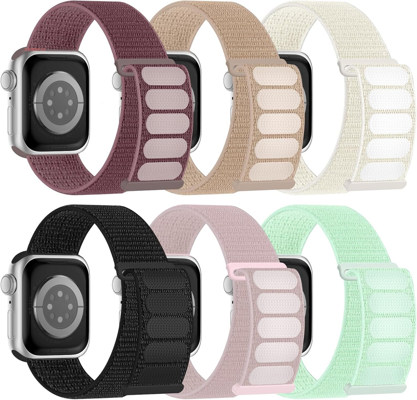 6 Pack Sport Nylon Loop Band Compatible with Apple Watch Bands 38Mm 40Mm 41Mm 42Mm 44Mm 45Mm 46Mm 49Mm for Women Men, Adjustable Breathable Braided Straps for Iwatch Series 10/9/8/7/6/5/4/3/Se/Ultra