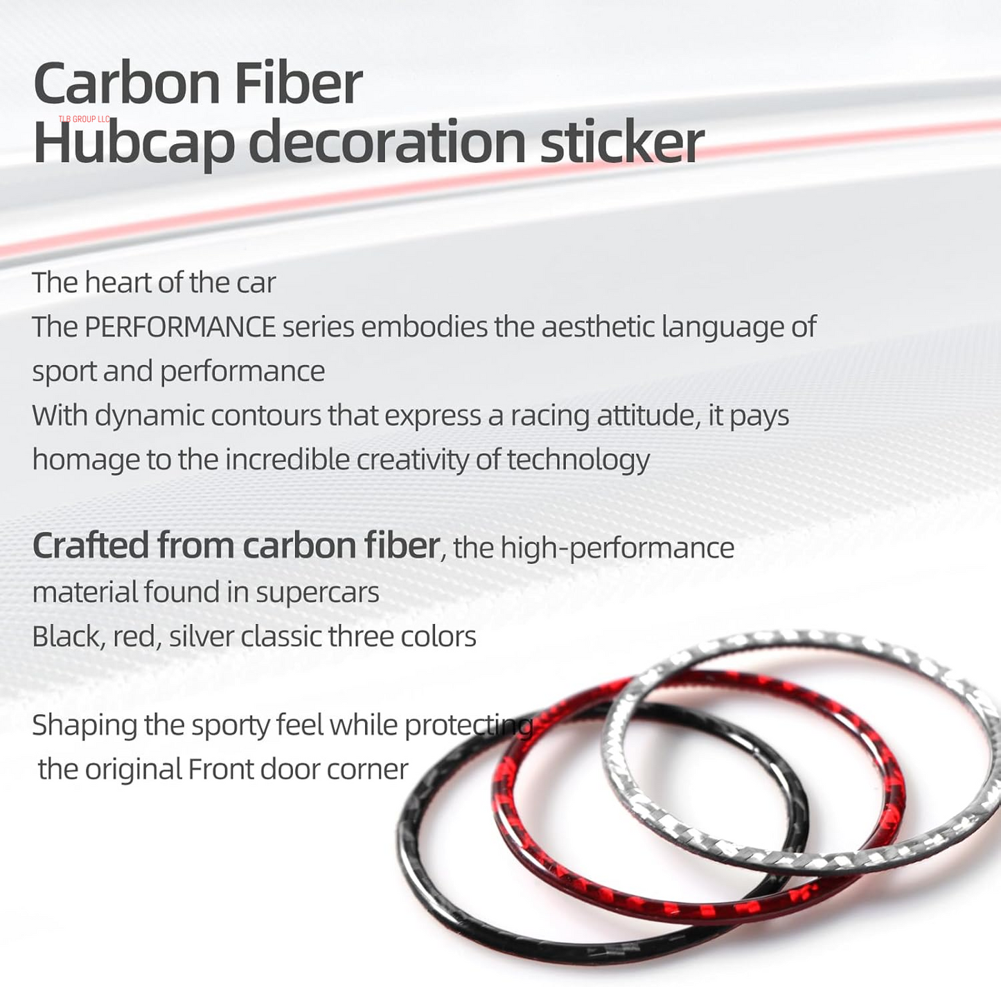 Car Wheel Center Decorative Ring Sticker Compatible with Tesla Model 3 Highland Model Y Juniper 2025-2020 Carbon Fiber Hubcaps Wheel Rim Frame Reflective Trim Accessories (Red)