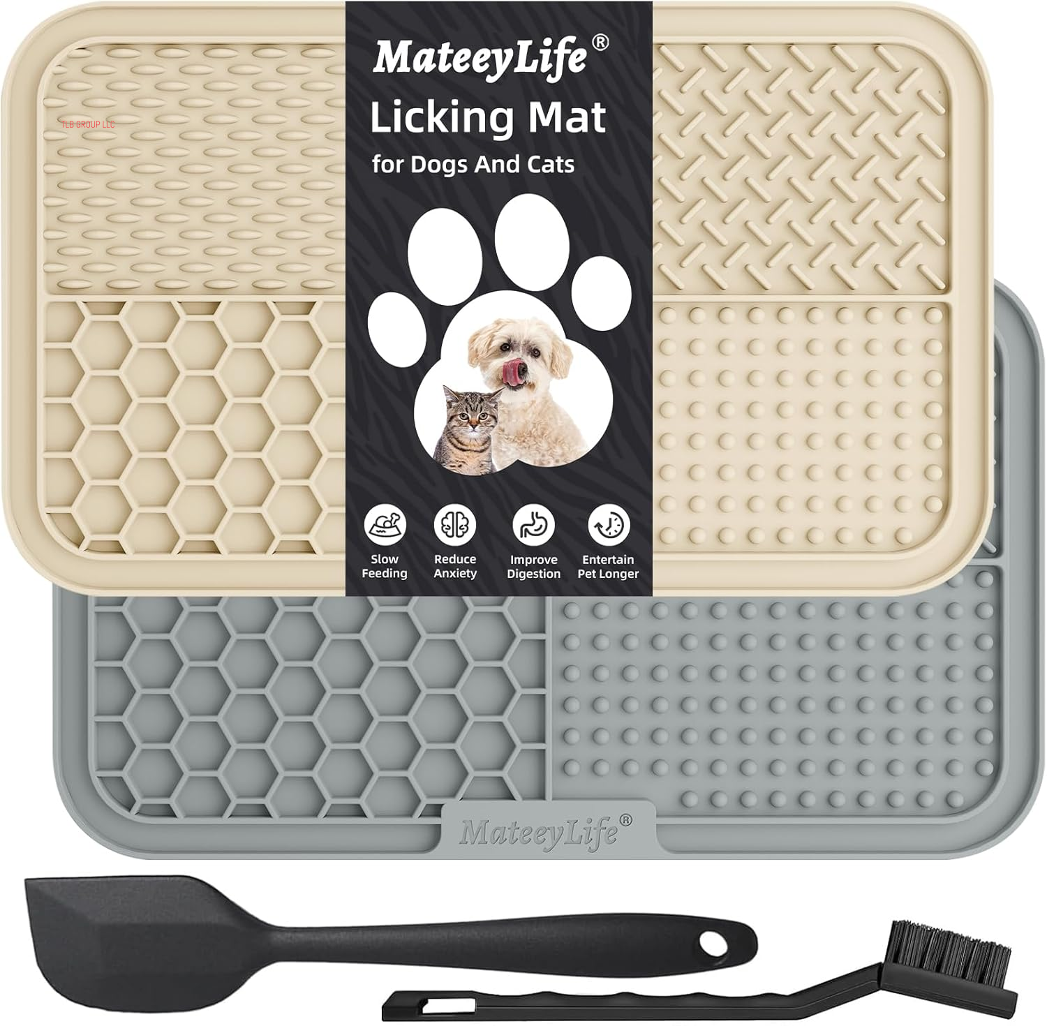 2PCS Large Lick Mat for Dogs with Suction Cups, Slow Feeder Bowls, Cat Lick Mat for Anxiety Relief, Dog Toys to Keep Them Busy, Enrichment Toys for Bathing, Cat Licking Pad for Boredom