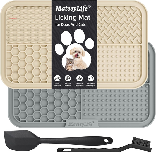 2PCS Large Lick Mat for Dogs with Suction Cups, Slow Feeder Bowls, Cat Lick Mat for Anxiety Relief, Dog Toys to Keep Them Busy, Enrichment Toys for Bathing, Cat Licking Pad for Boredom