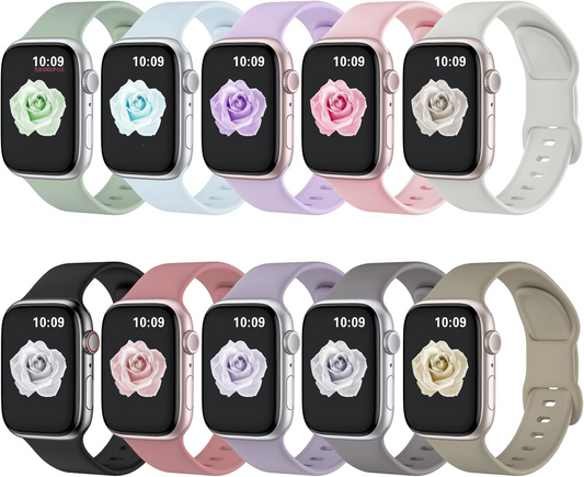 10 Pack Sport Bands Compatible with Apple Watch Band 38Mm 40Mm 41Mm 42Mm 44Mm 45Mm 46Mm 49Mm Women Men, Soft Silicone Waterproof Strap for Apple Watch SE Ultra Iwatch Series 10 9 8 7 6 5 4 3