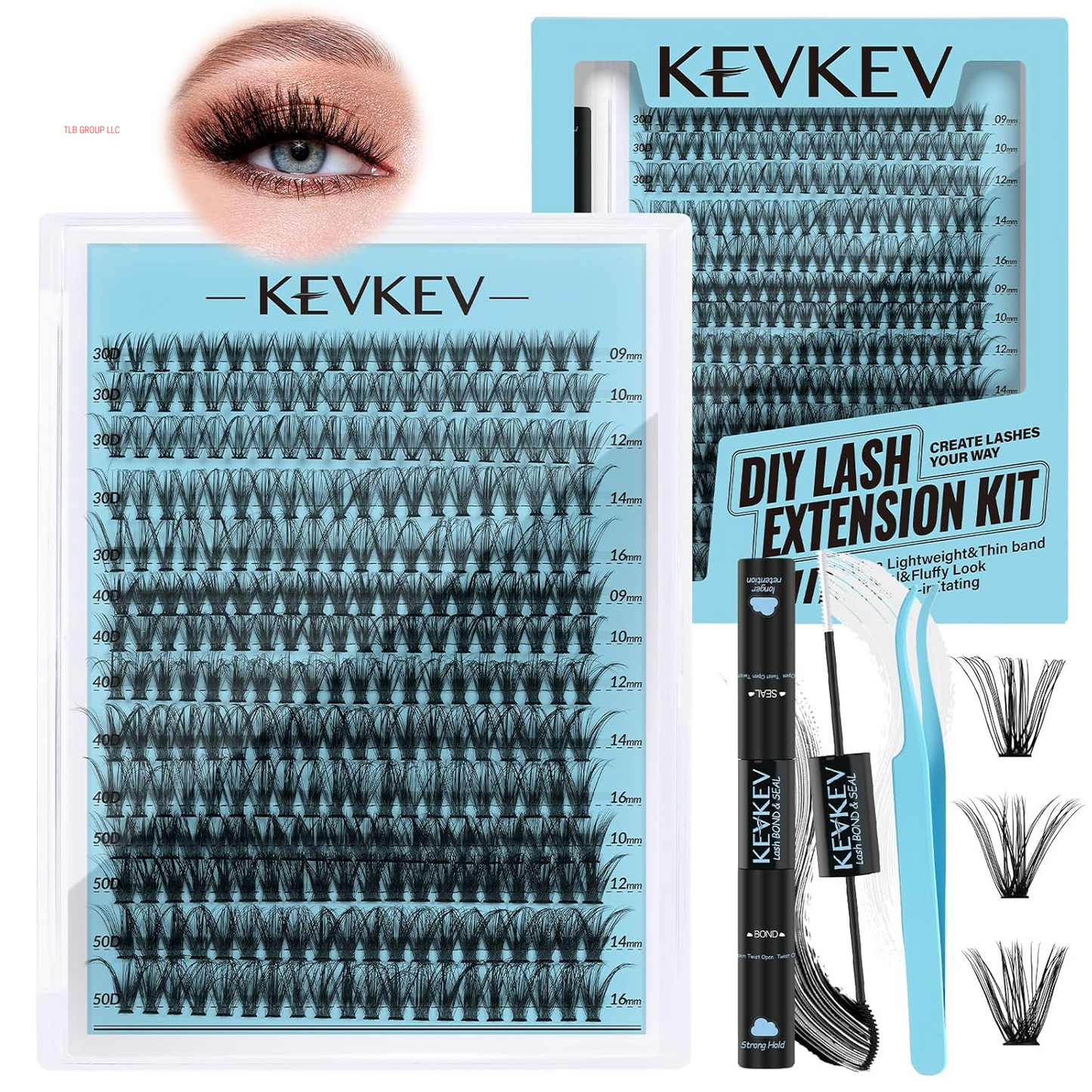 Lash Clusters Kit Lash Extension Kit D Curl Eyelash Extension Kit 280 Pcs Eyelash Clusters Kit Cluster Eyelash Extensions Individual Lashes Kit with Lash Bond and Seal Eyelash Tweezers