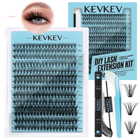 Lash Clusters Kit Lash Extension Kit D Curl Eyelash Extension Kit 280 Pcs Eyelash Clusters Kit Cluster Eyelash Extensions Individual Lashes Kit with Lash Bond and Seal Eyelash Tweezers