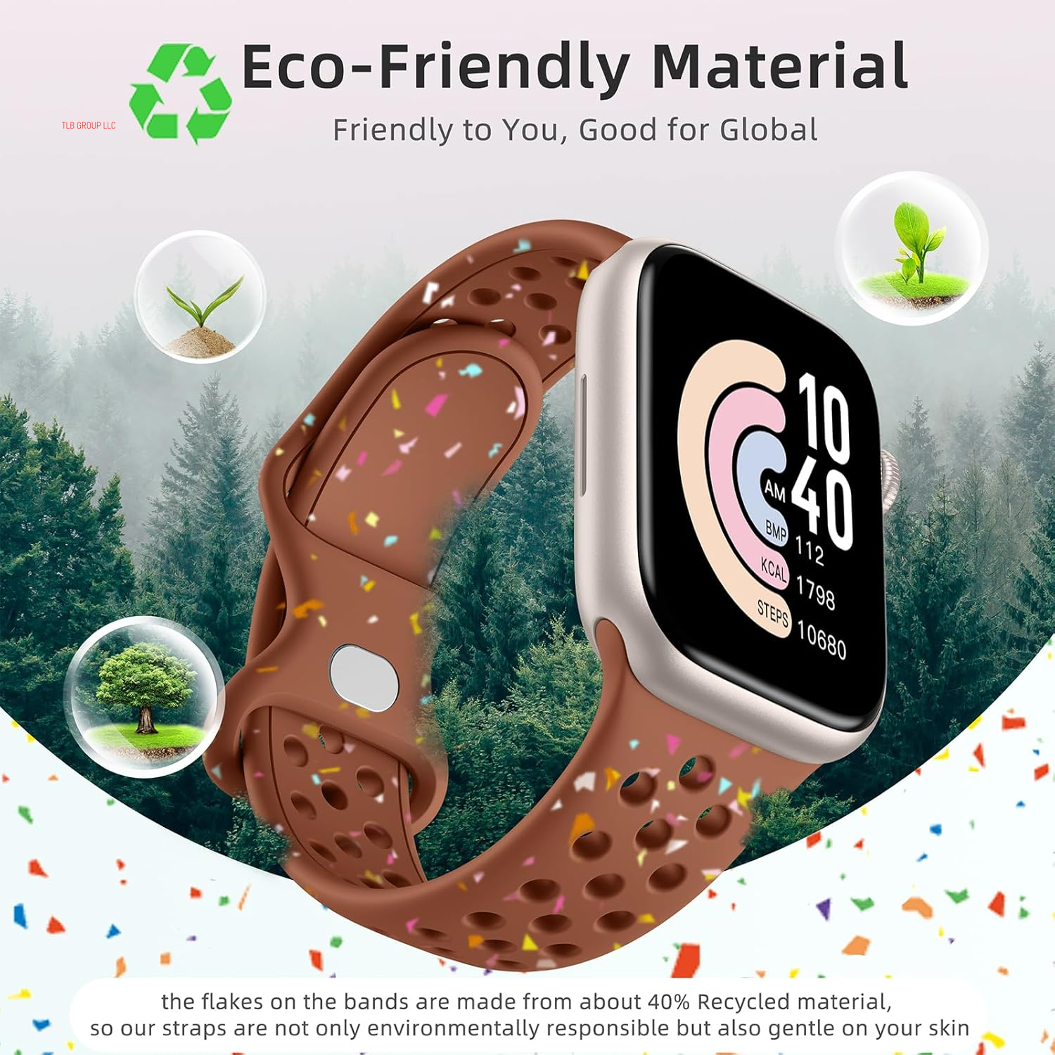 Nature Friendly Strap Compatible with Apple Watch Bands for Women Men 40Mm 38Mm 44Mm 42Mm 41Mm 45Mm 46Mm 49Mm, Breathable Sport Replacement for Iwatch Bands Series 10 9 8 7 6 5 4 3 SE Ultra 2