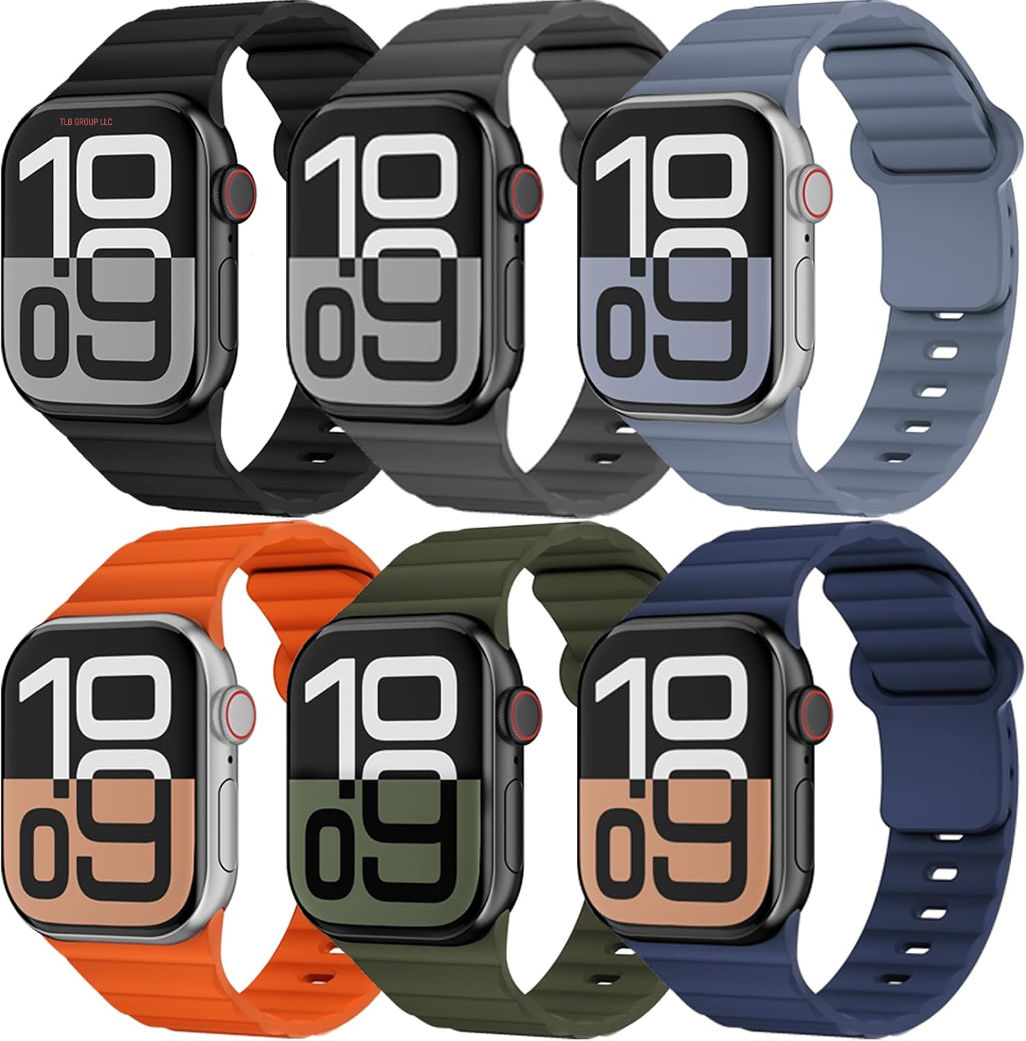 6 Pack Sport Bands for Apple Watch Ultra/2 Band 49Mm 46Mm 45Mm 44Mm 42Mm 41Mm 40Mm 38Mm Iwatch Bands for Men Women,Waterproof Soft Silicone Strap Wristband for Apple Watch Series 10 9 8 7 6 5 4 3 SE 2