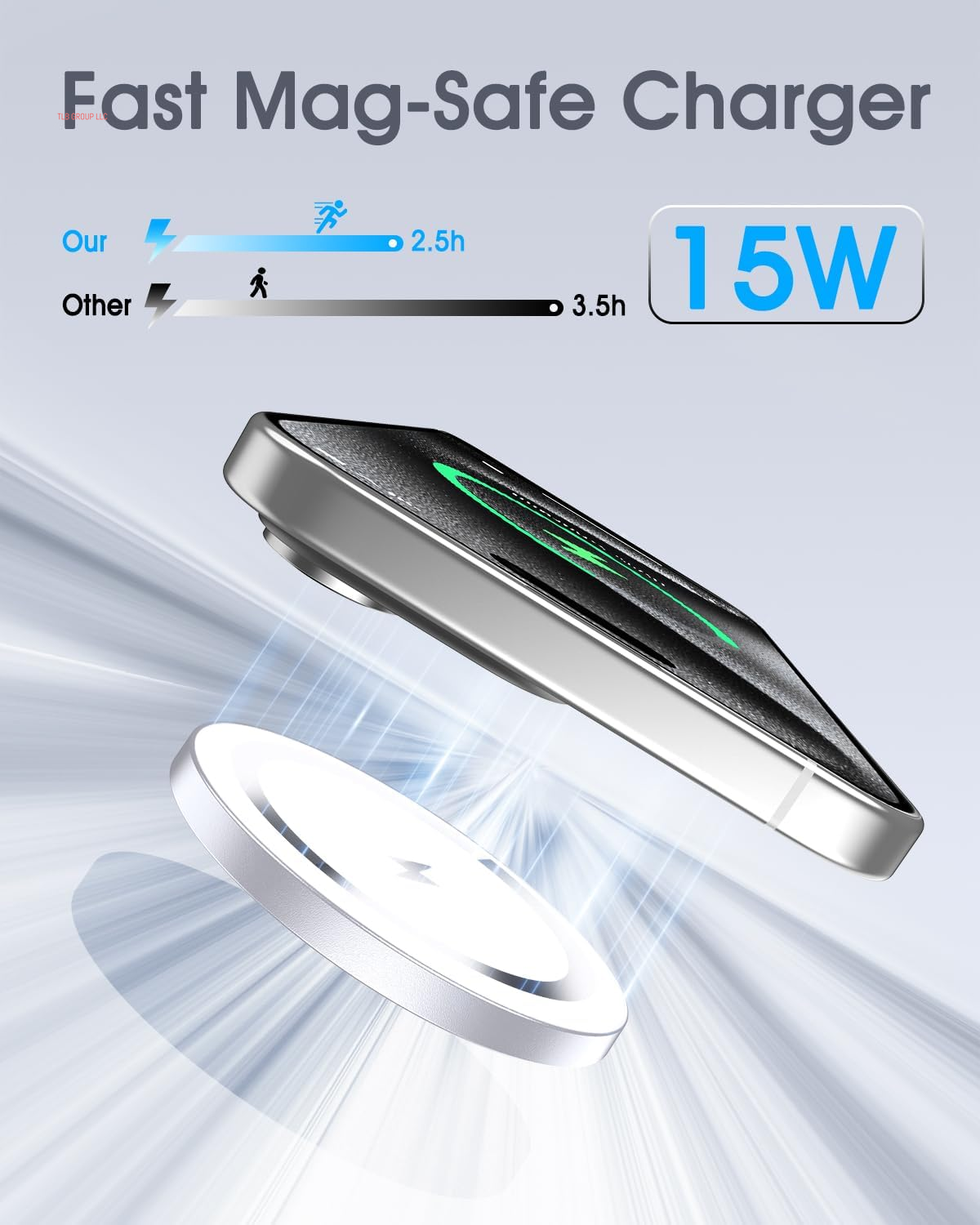 For Apple Mag-Safe Charger 2 Pack, Magnetic Wireless Charger for Iphone 16 15 14 13 12 Pro Max plus Mini, 15W Fast Charging Pad, for Airpods 4/3/2/Pro, Strong Magnet, Silver