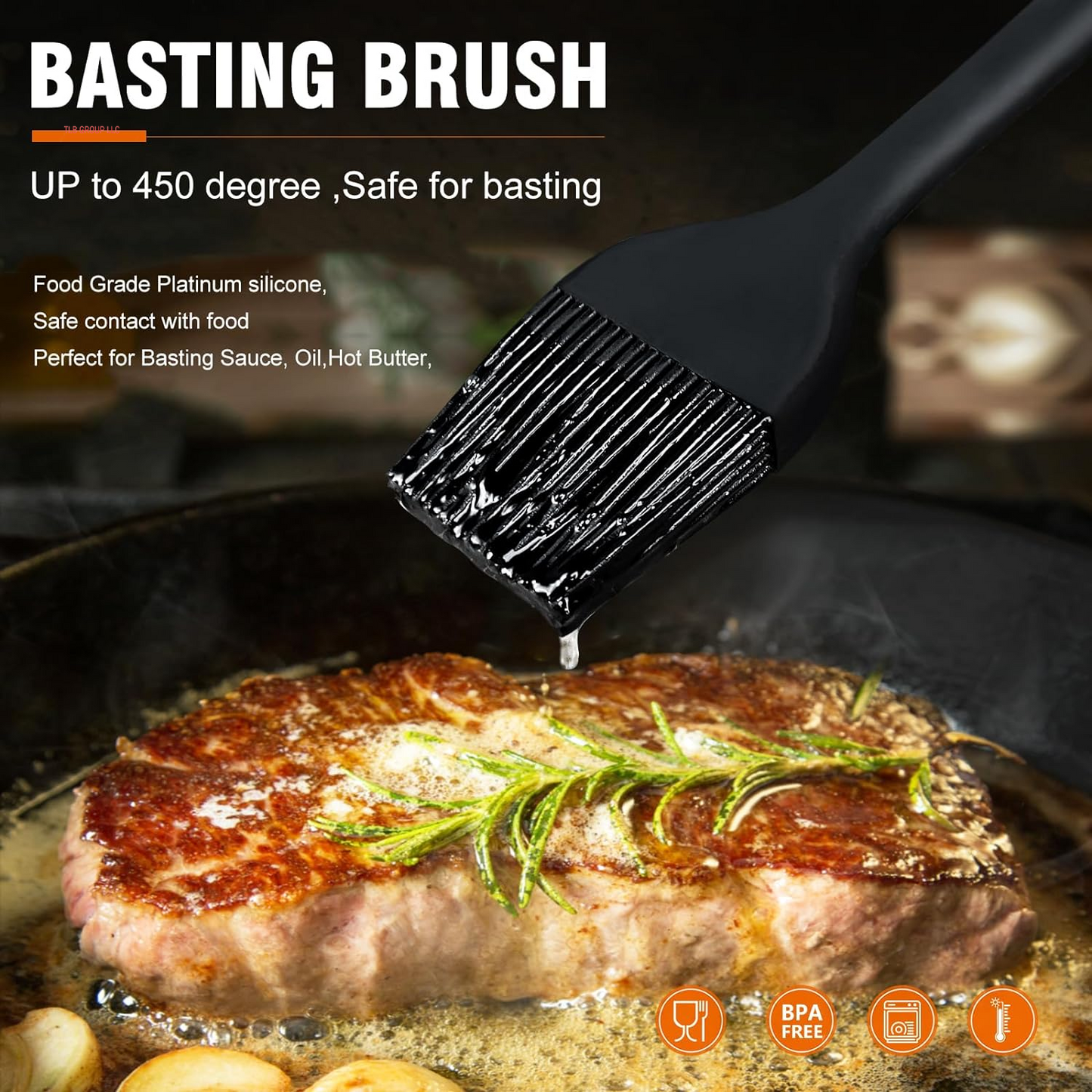 Silicone Basting Pastry Brush, Heat Resistant Pastry Brush Set, Strong Steel Core and One-Pieces Design, Perfect for BBQ Grill Baking Kitchen Cooking, BPA Free and Dishwasher Safe (2 Pcs)