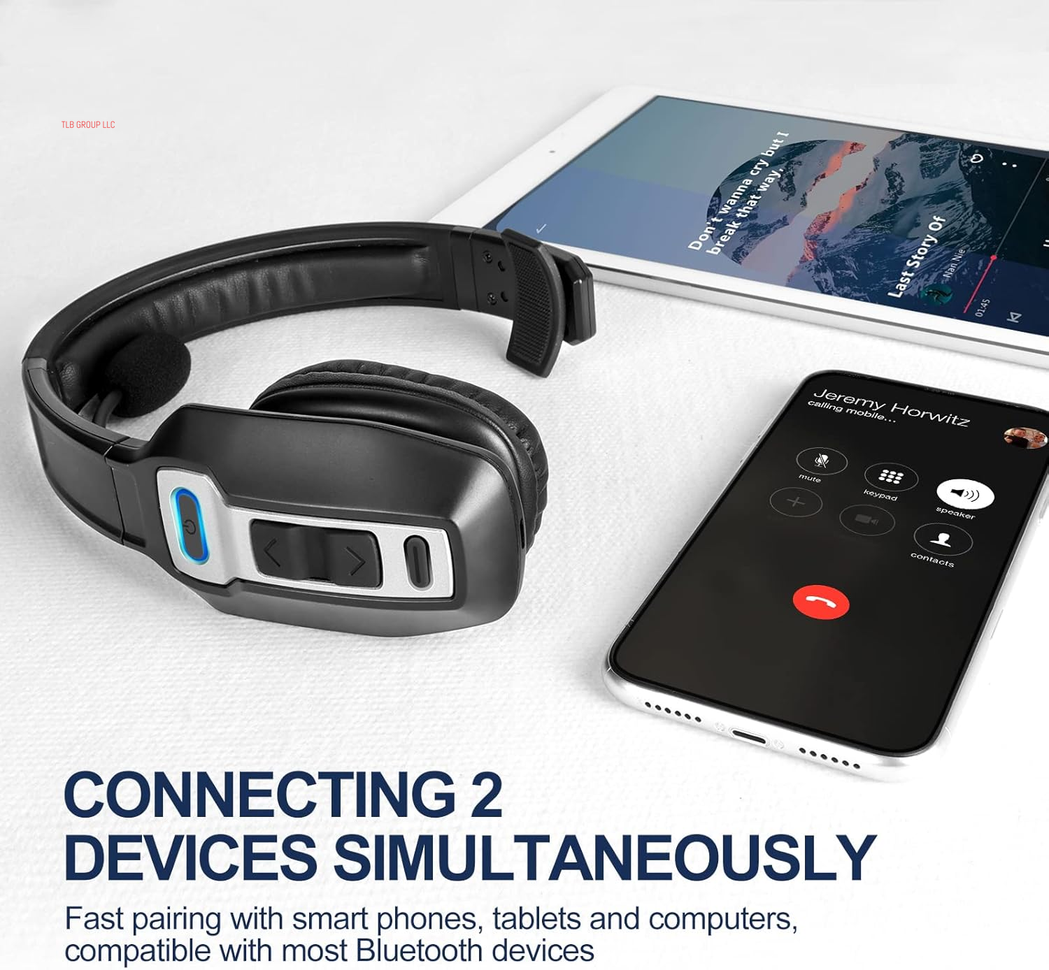 Trucker Bluetooth Headset, V5.2 Wireless Headset with Upgraded Microphone AI Noise Canceling, on Ear Bluetooth Headphone with Mute for Driver Office Call Center
