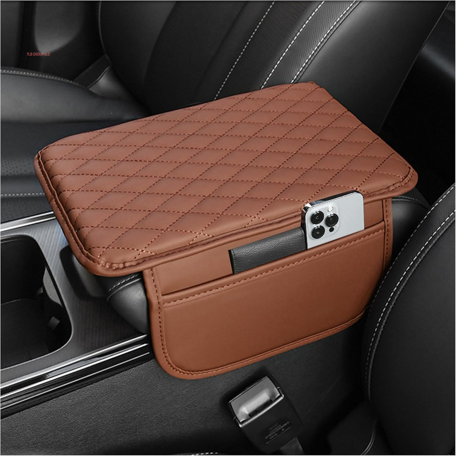 Upgraded Car Center Console Cover,Microfiber Leather Car Armrest Cover Cushion with 2 Storage Bags,Universal Car Armrest Storage Box Car Interior Accessories for Most Vehicles (Black)