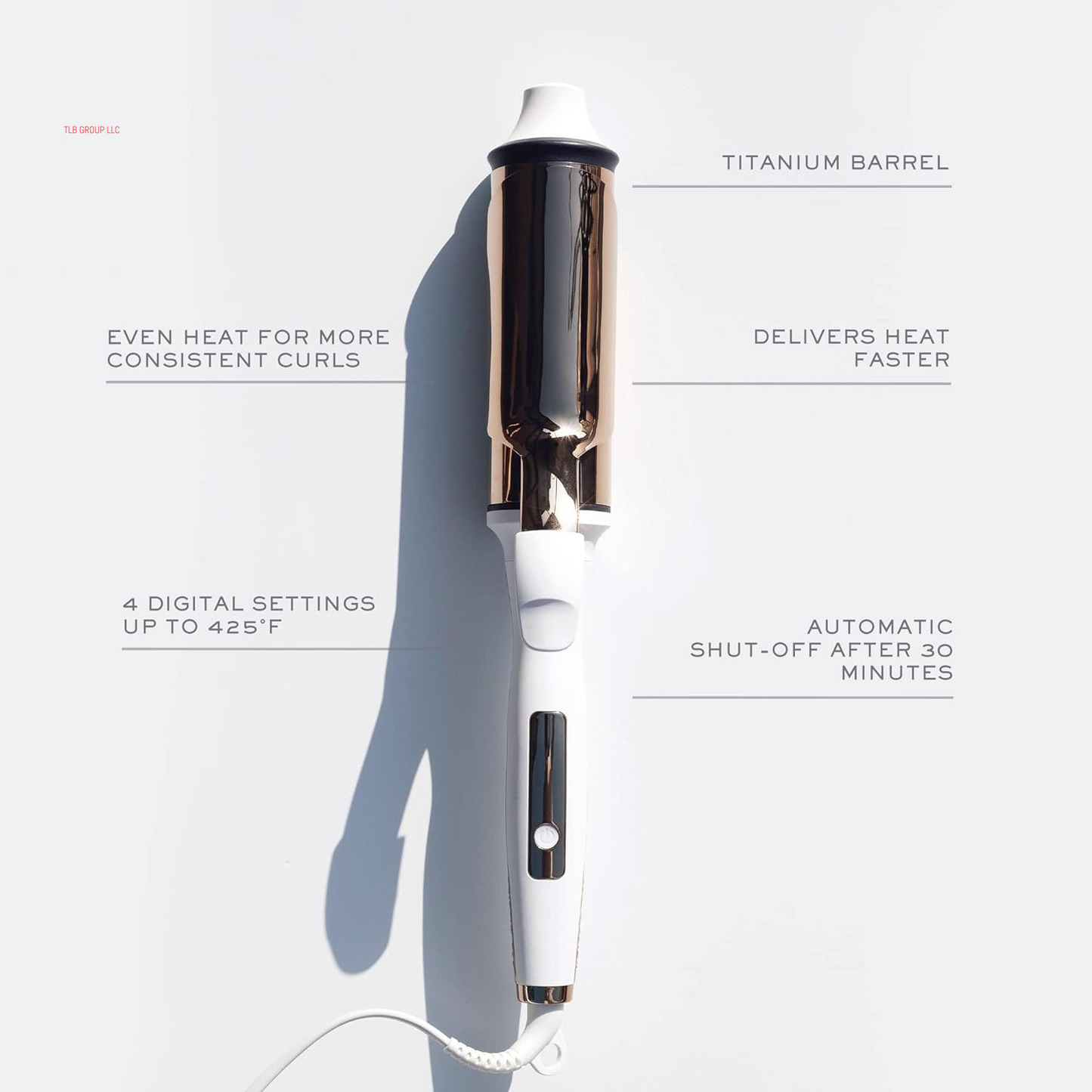 Hair 2 Inch Titanium Curling Iron for Big Blowout Waves + Volume-2” Salon Professional Wide + Large Barrel Curling Iron - Auto Shut-Off - Smooth+Shiny Loose Waves for Medium to Thick Hair