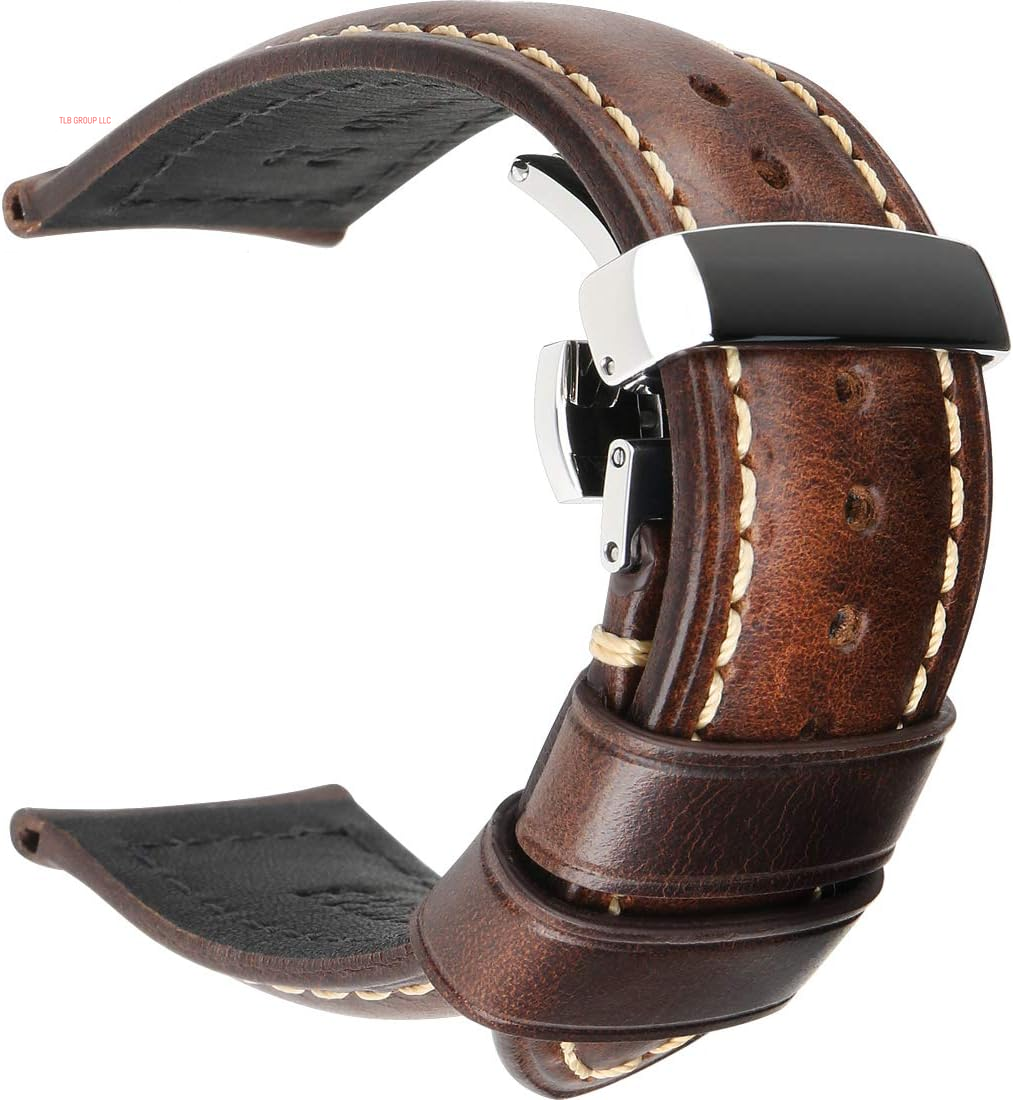 Watch Band, Vintage Oil Wax Leather Watch Straps 18Mm 19Mm 20Mm 21Mm 22Mm 23Mm 24Mm 26Mm Watch Belt for Men Women