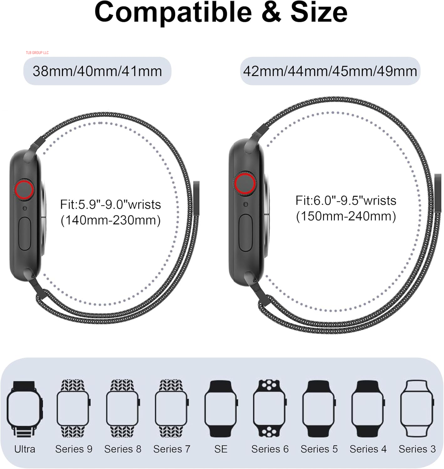 Magnetic Milanese Loop - Compatible with Apple Watch Bands 40Mm 41Mm 44Mm 45Mm 46Mm 38Mm 42Mm Ultra/2 49Mm Women Men,Stainless Steel Mesh Metal Strap for Iwatch Bands Series 10 9 8 7 6 5 4 3,SE/2