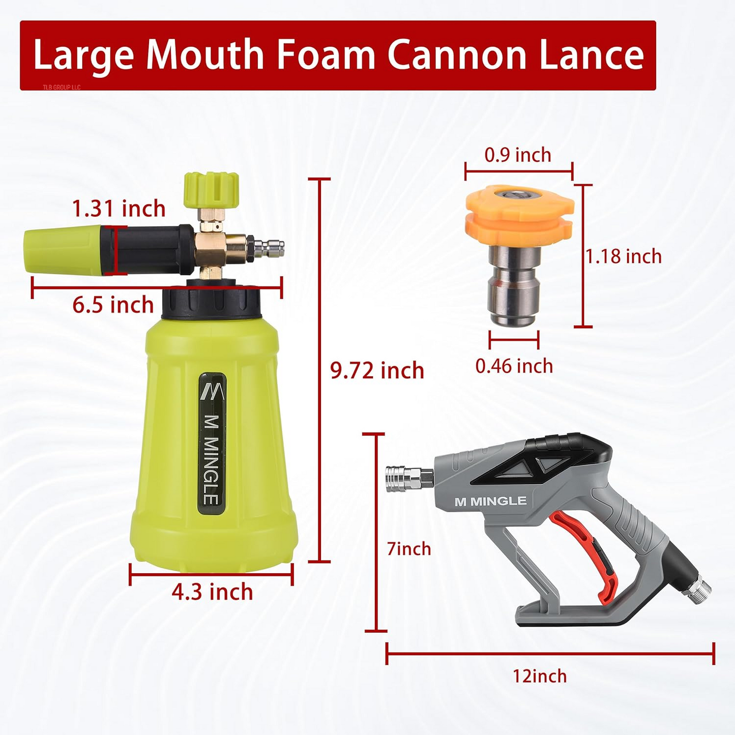 High Pressure Washer Gun Snow Foam Lance, 4000 PSI Cannon Foam Blaster Power Washer with 1/4" Quick Connector, Car Wash Foam Cannon Kit with 5 Pressure Washer Nozzle Tips, 1 Liter