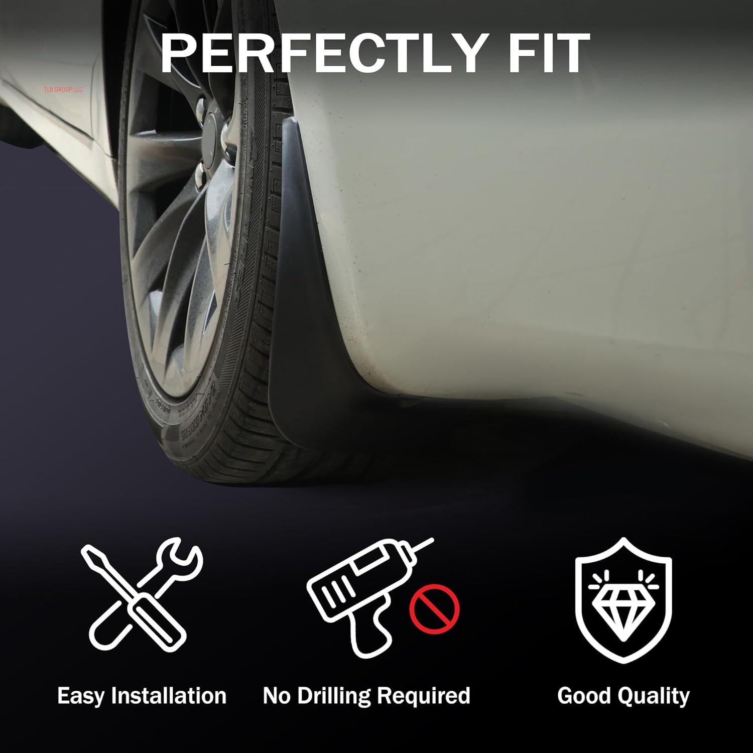 Mud Flaps for Tesla Model 3 Highland Fenders Splash Guards Non-Porous Durable All-Weather Protection Fenders for Tesla Accessories(Set of 4)