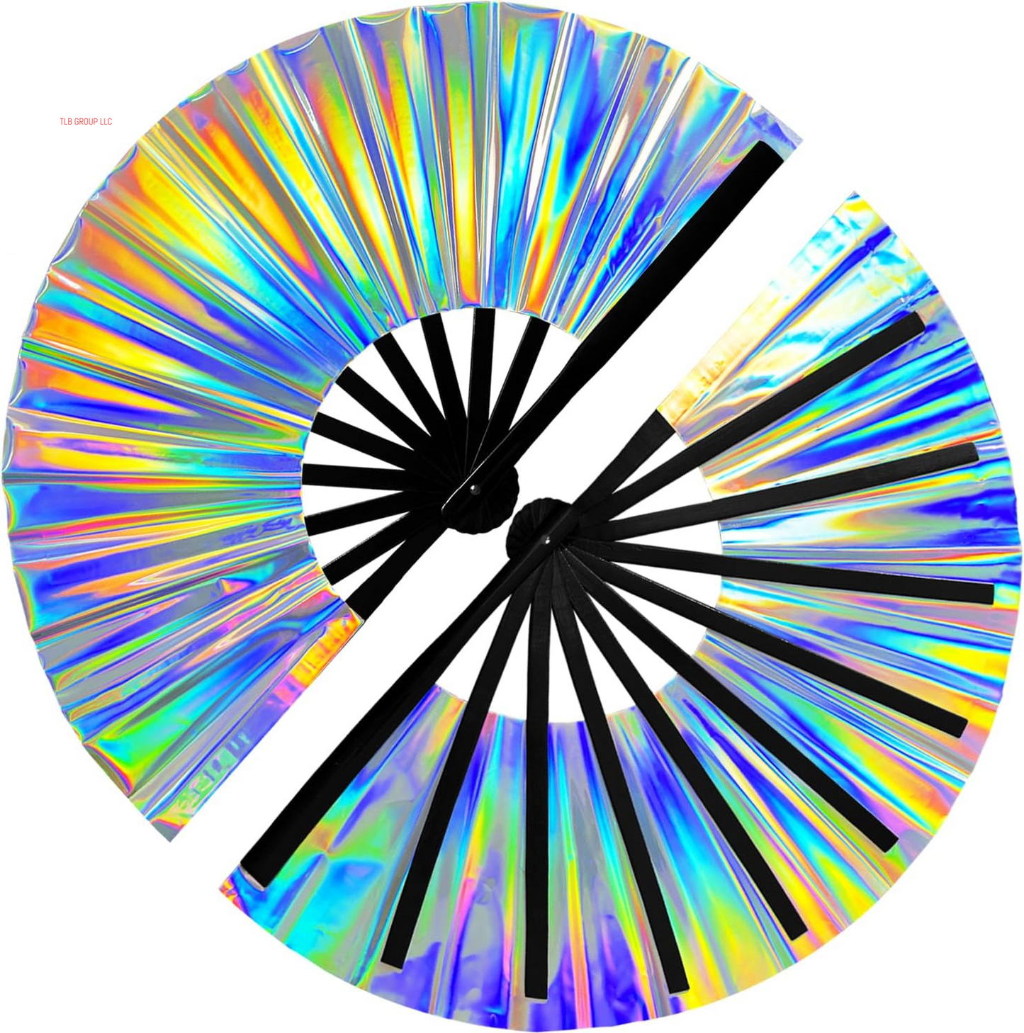 1Pcs Boots on the Ground Fan, 2025 New Line Dance Popping Fan,Holographic Purple Laser Colors Hand Fan,Clap Fans for Line Dancing,Clack Handheld Large Folding Hand Rave Fan