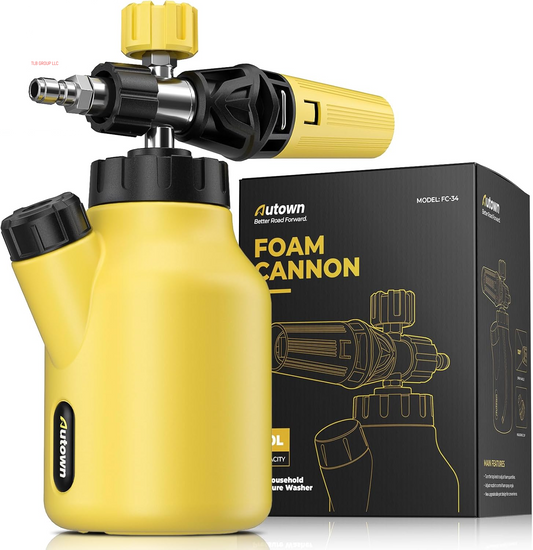 Foam Cannon for Pressure Washer, Car Wash Foam Sprayer with 1/4” Quick Connector, Heavy Duty Car Wash Foam Gun, Adjustable Nozzle, Wide Neck, 1 L Bottle