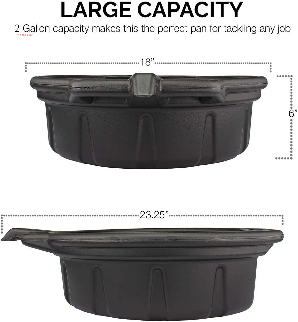 20762A Oil Drain Pan | Black Plastic anti Splash | Motor Oil Drip Catcher Pan | 2 Gallon (8L) Capacity