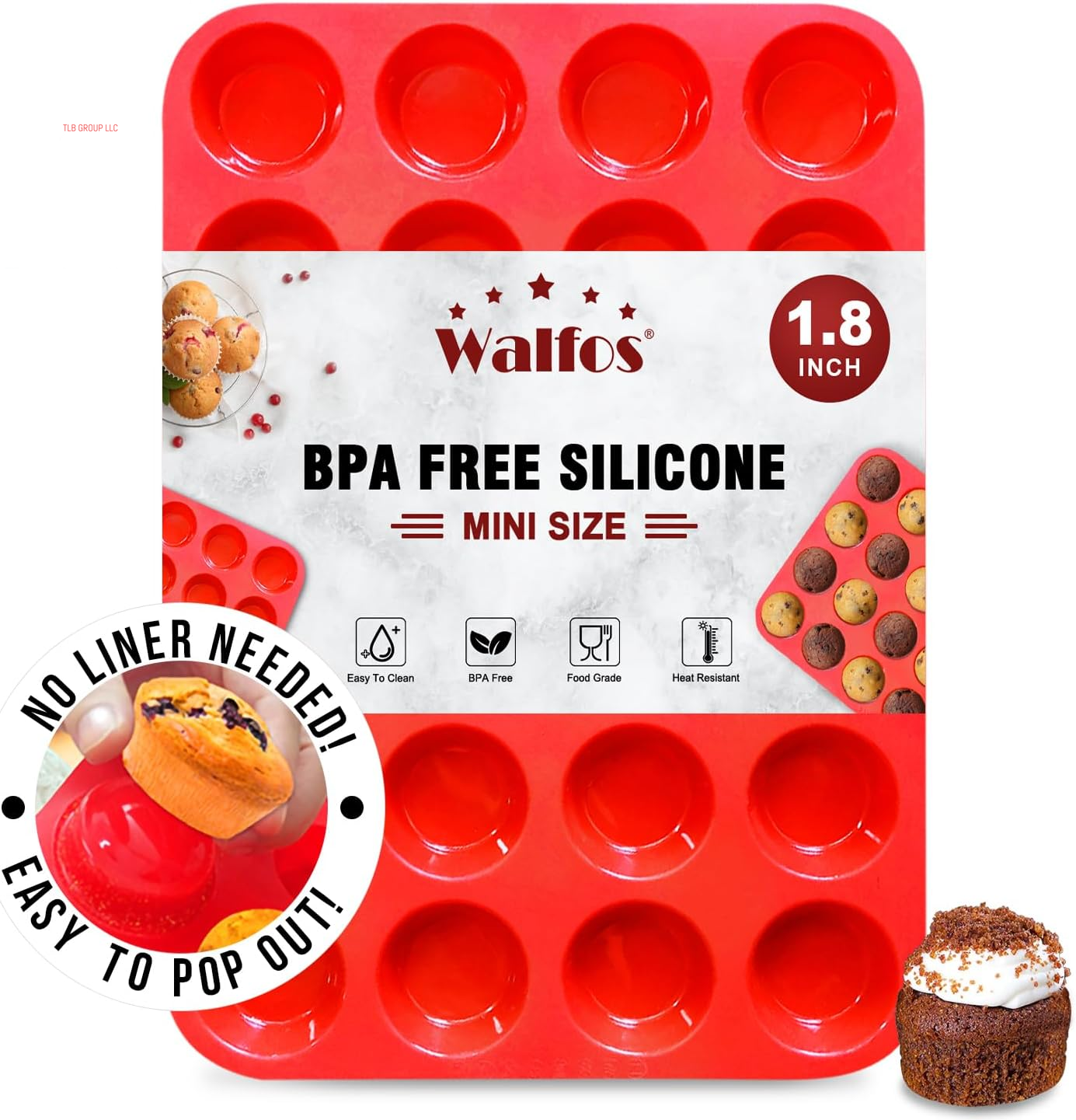 Silicone Muffin Pan - 12 Cups Regular Silicone Cupcake Pan, Non-Stick Silicone Great for Making Muffin Cakes, Tart, Bread - BPA Free and Dishwasher Safe