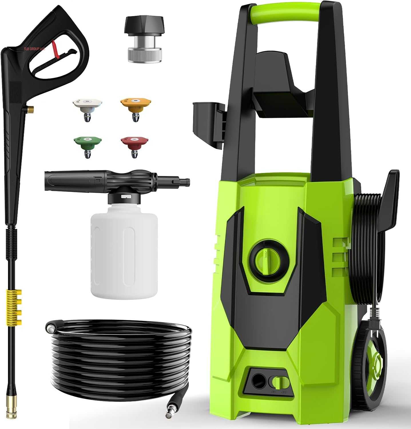 Electric Pressure Washer - 4800PSI Max 3.2GPM Power Washer with 35FT Power Cord, 20FT Hose, Soap Tank, High Pressure Washer Electric Powerd Car Cleaning for Garden, Patios, Yard, Green