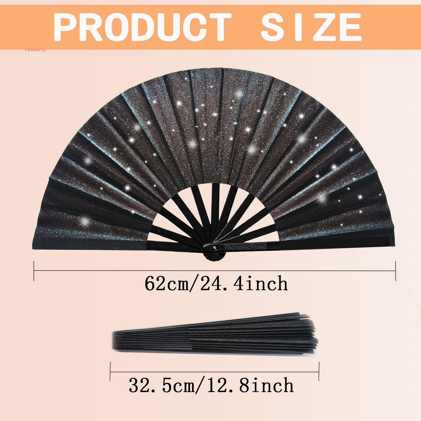Boots on the Ground Fan, Glitter Large Folding Hand Fan, Line Dance Popping Fan for Home Decoration, EDM, Performance, Dance, Wedding, Music Festival, Club, Party & Present