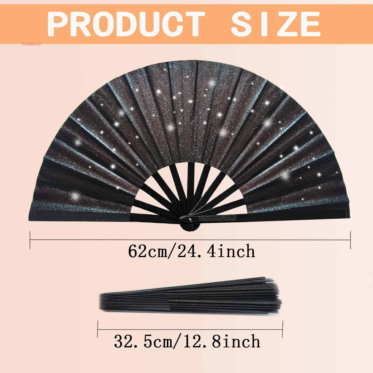 Boots on the Ground Fan, Glitter Large Folding Hand Fan, Line Dance Popping Fan for Home Decoration, EDM, Performance, Dance, Wedding, Music Festival, Club, Party & Present