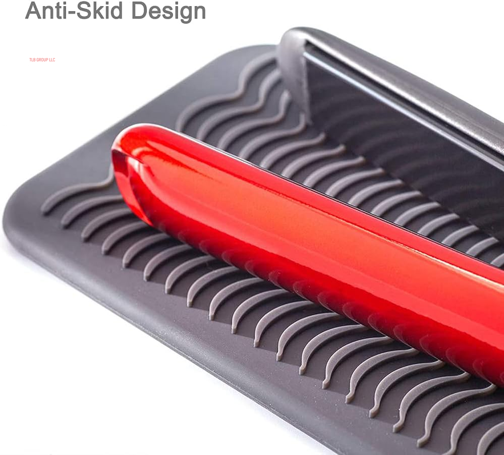 Heat Resistant Mat for Hair Tools, Silicone Heat Mat & Holder for Curling Iron, Professional Portable Travel Flat Iron Mat Pad Pouch Case Cover for Countertop