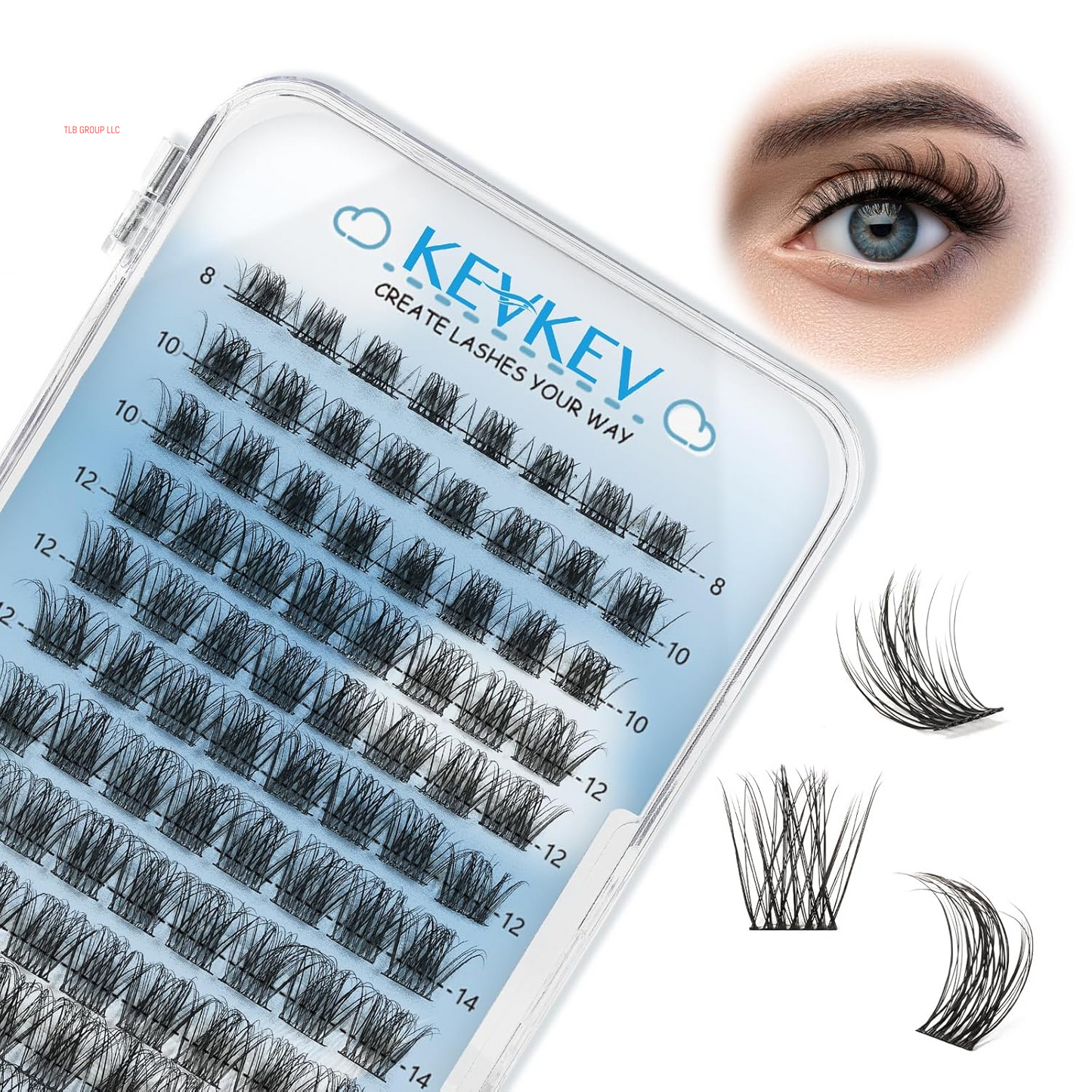 Lash Clusters Kit Lash Extension Kit D Curl Eyelash Extension Kit 280 Pcs Eyelash Clusters Kit Cluster Eyelash Extensions Individual Lashes Kit with Lash Bond and Seal Eyelash Tweezers