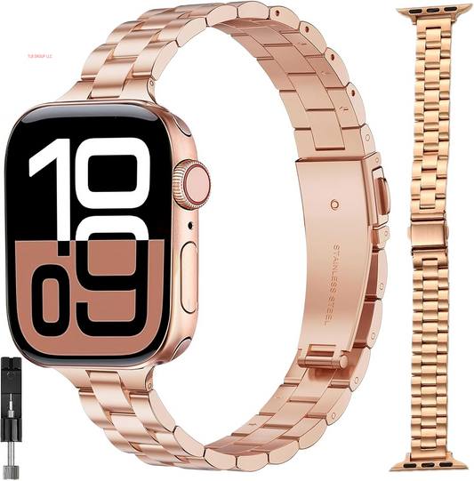 1 Pack Slim Watch Bands for Apple Watch Series 10 42Mm,Series 9 38Mm,Series 8 40Mm, Series 7 41Mm+2 Pack Metal Strap for Apple Watch Series 10 46Mm