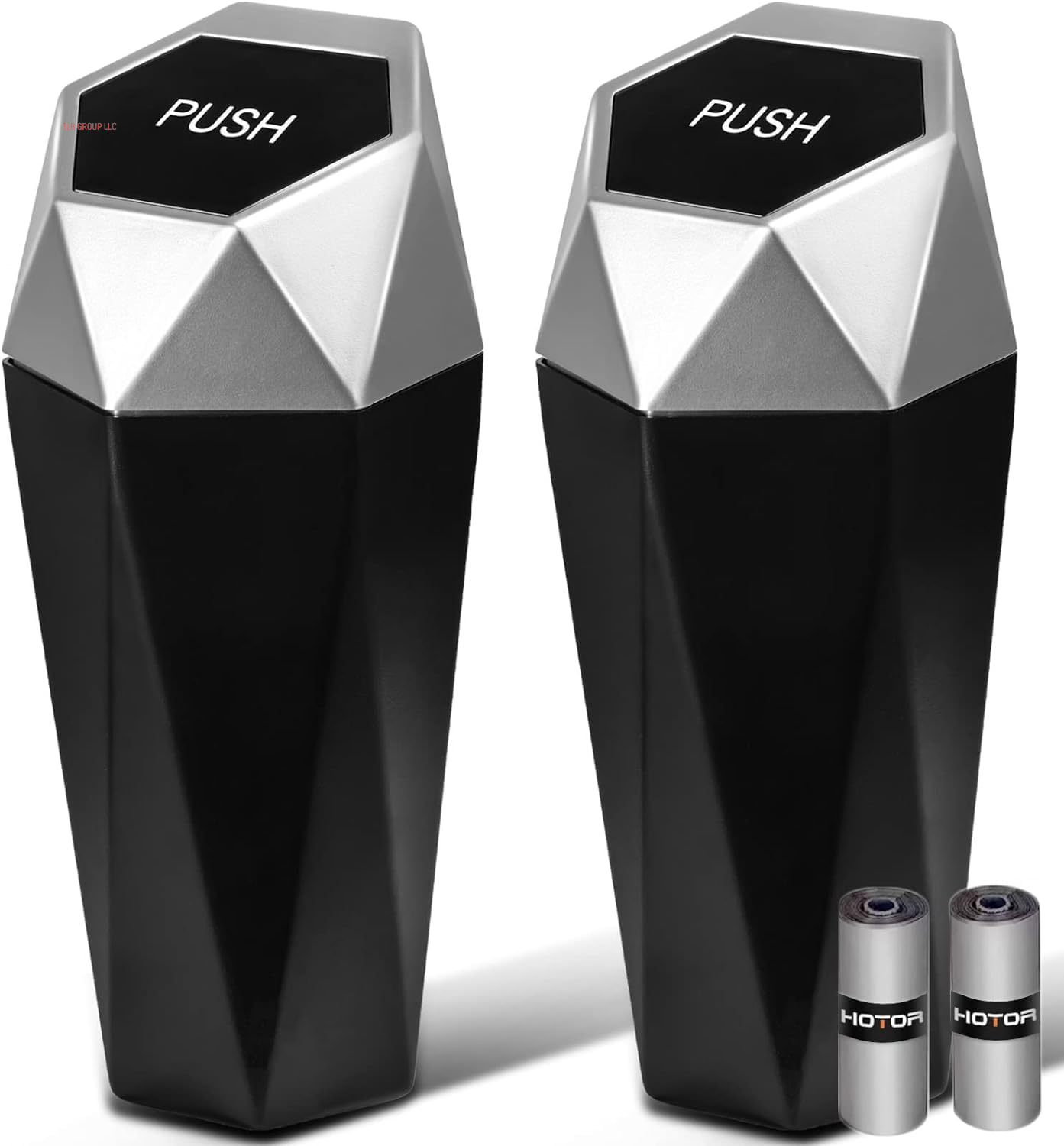 Car Trash Can with Lid - 2 Pack, Mini Essential Car Accessories for Interior, Leakproof Garbage Can with 30 Attached Trash Bags, Multipurpose Organizers and Storage for Car, Home, Office