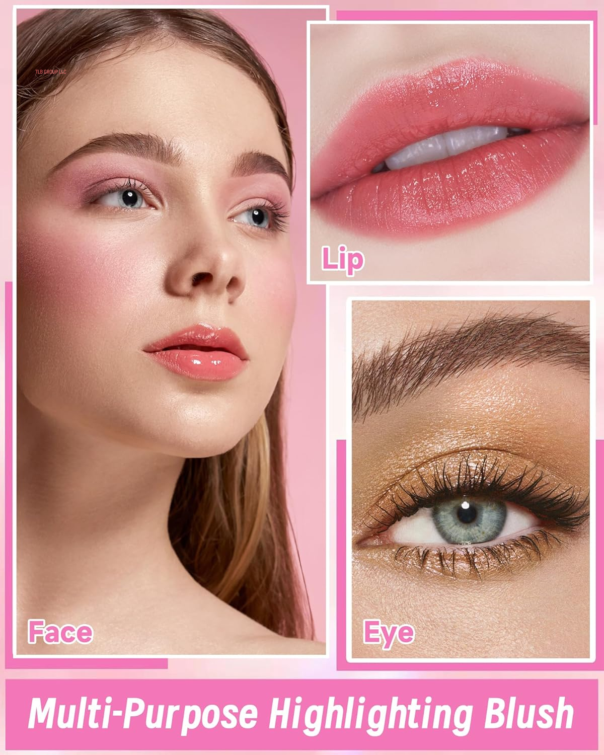 Baked Highlighter Blush Powder Palette-2-In-1 Blush Highlighter Face Makeup, Sheer Shimmer Rose Pink Highlighting Palette for Face Eye Cheeks,Mother'S Day Makeup Gift for Women, 0.38 Oz-Rose Glow