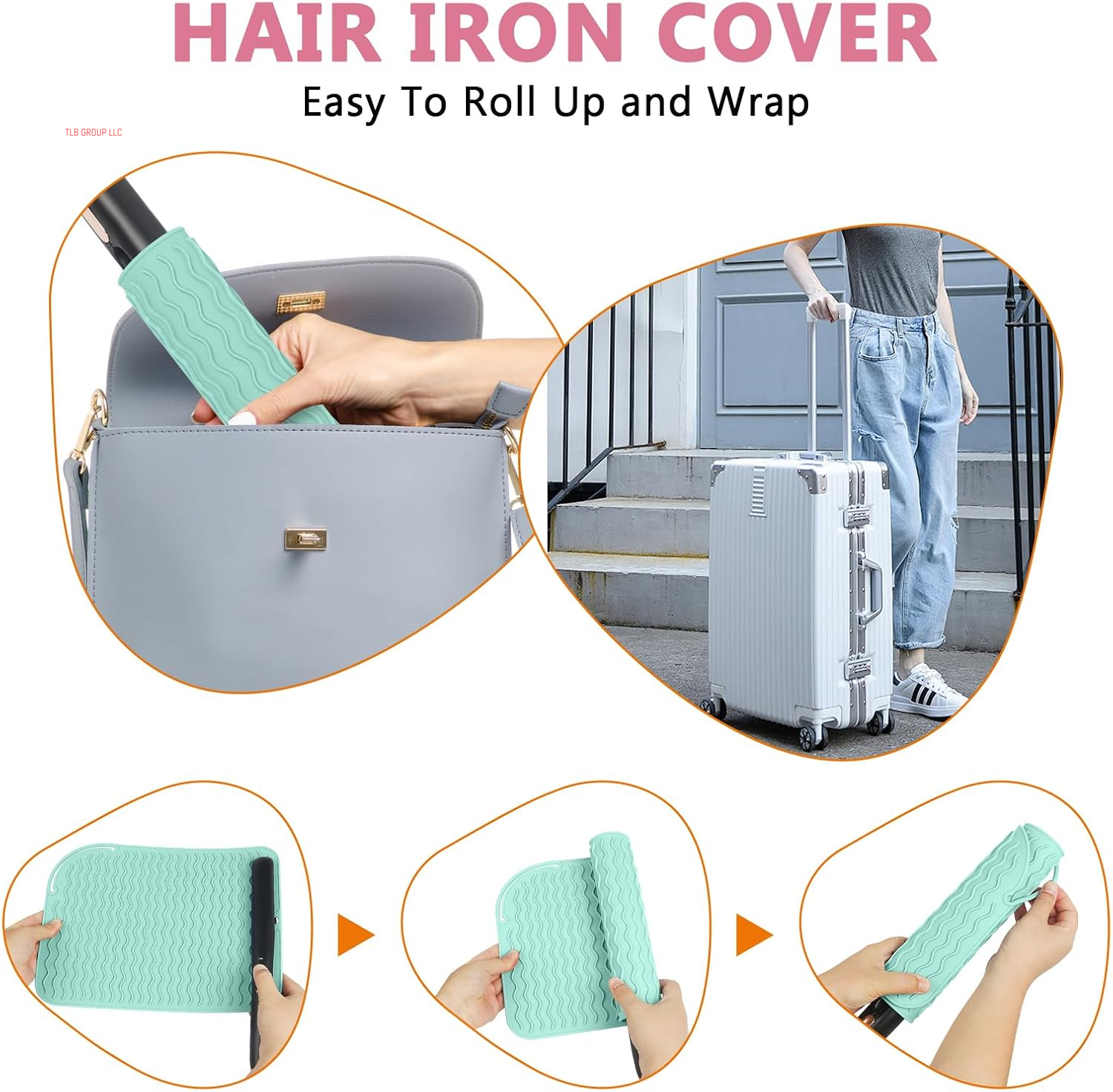 Larger Size Silicone Heat Resistant Mat for Curling Irons, Flat Irons, Hair Straightener and Other Hair Styling Tools, Portable Hot Tools Pad Cover for Travel Vanity Salon(12.0" X 9.0")