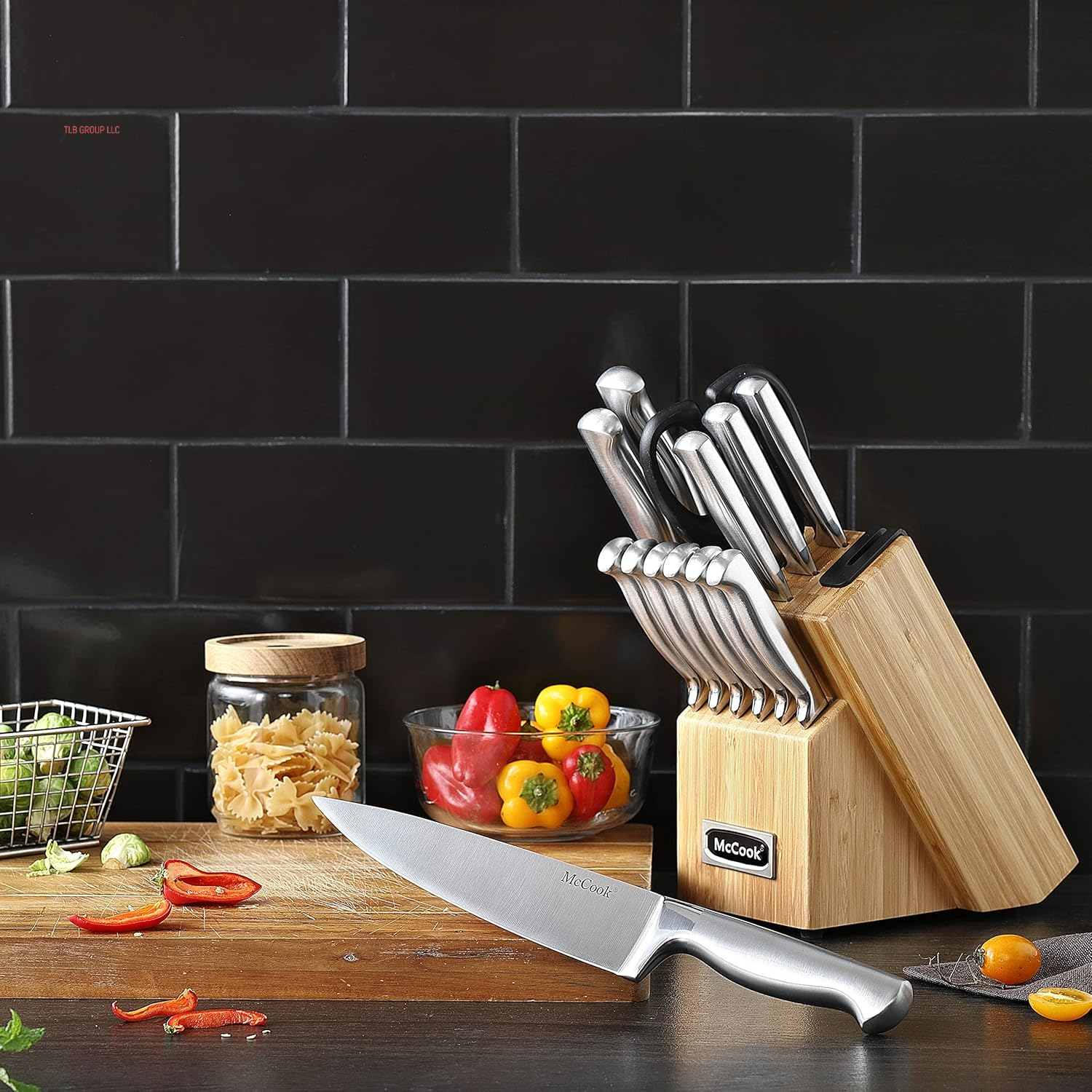 ® Knife Sets,German Stainless Steel Knife Block Sets with Built-In Sharpener