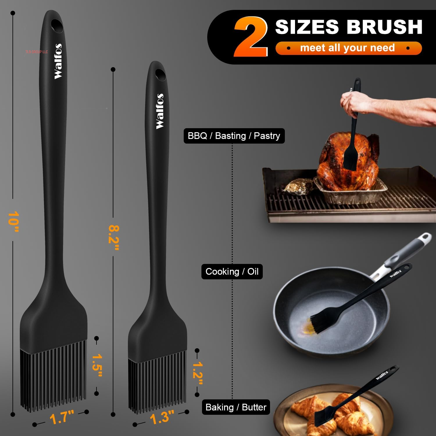 Silicone Basting Pastry Brush, Heat Resistant Pastry Brush Set, Strong Steel Core and One-Pieces Design, Perfect for BBQ Grill Baking Kitchen Cooking, BPA Free and Dishwasher Safe (2 Pcs)