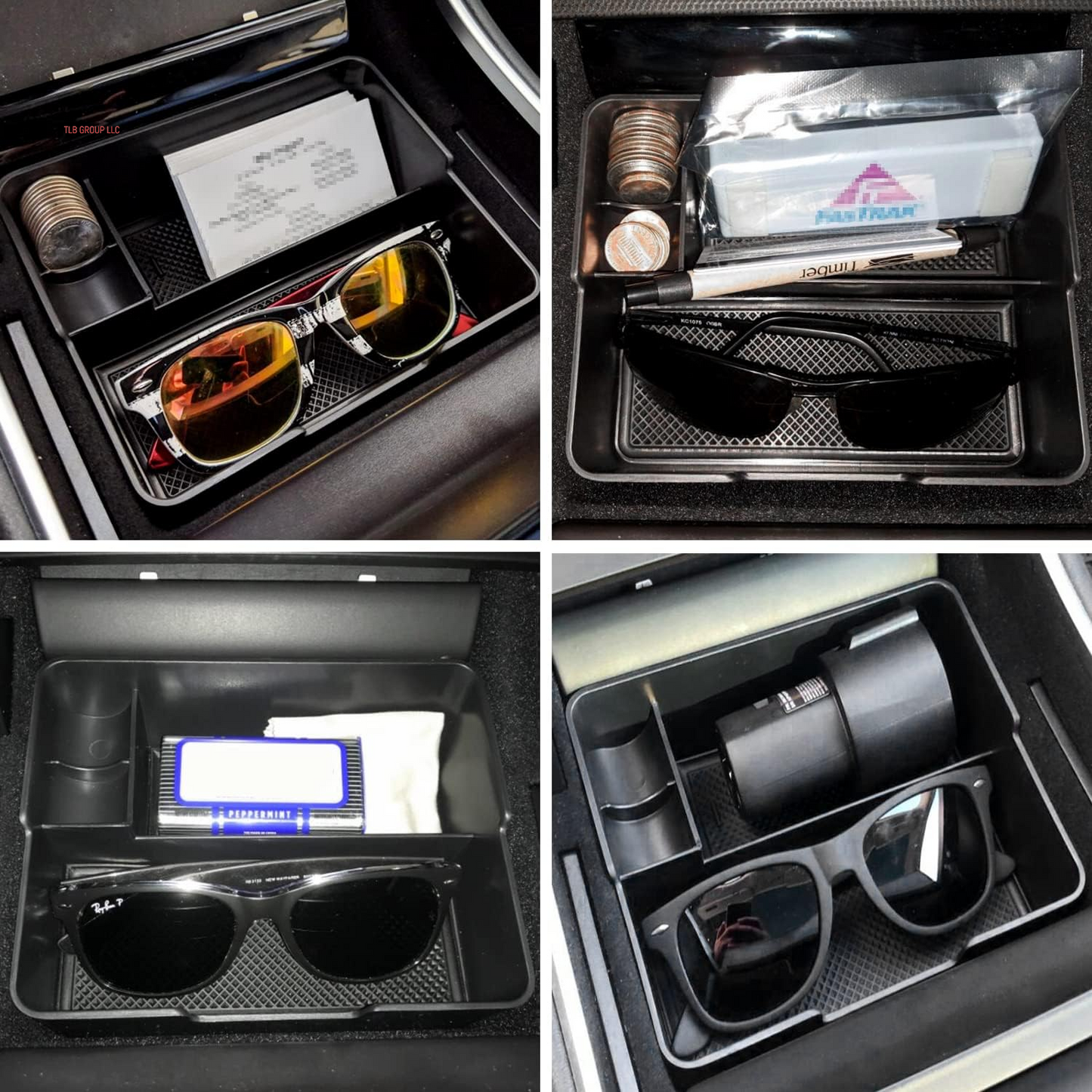 Compatible with Tesla Model 3/Y Accessories Center Console Organizer Tray Fits for Tesla Model 3 2017 2018 2019 2020 /Model Y 2020 （The Cover Closed Rotary Version）