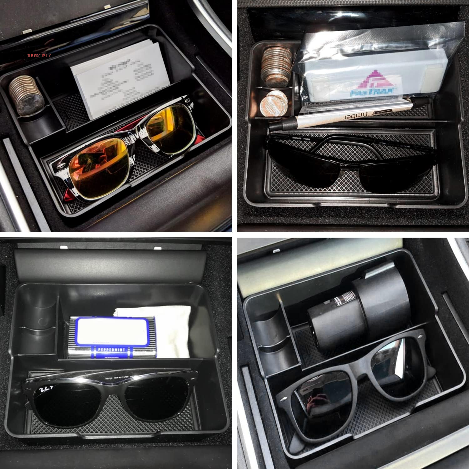 Compatible with Tesla Model 3/Y Accessories Center Console Organizer Tray Fits for Tesla Model 3 2017 2018 2019 2020 /Model Y 2020 （The Cover Closed Rotary Version）