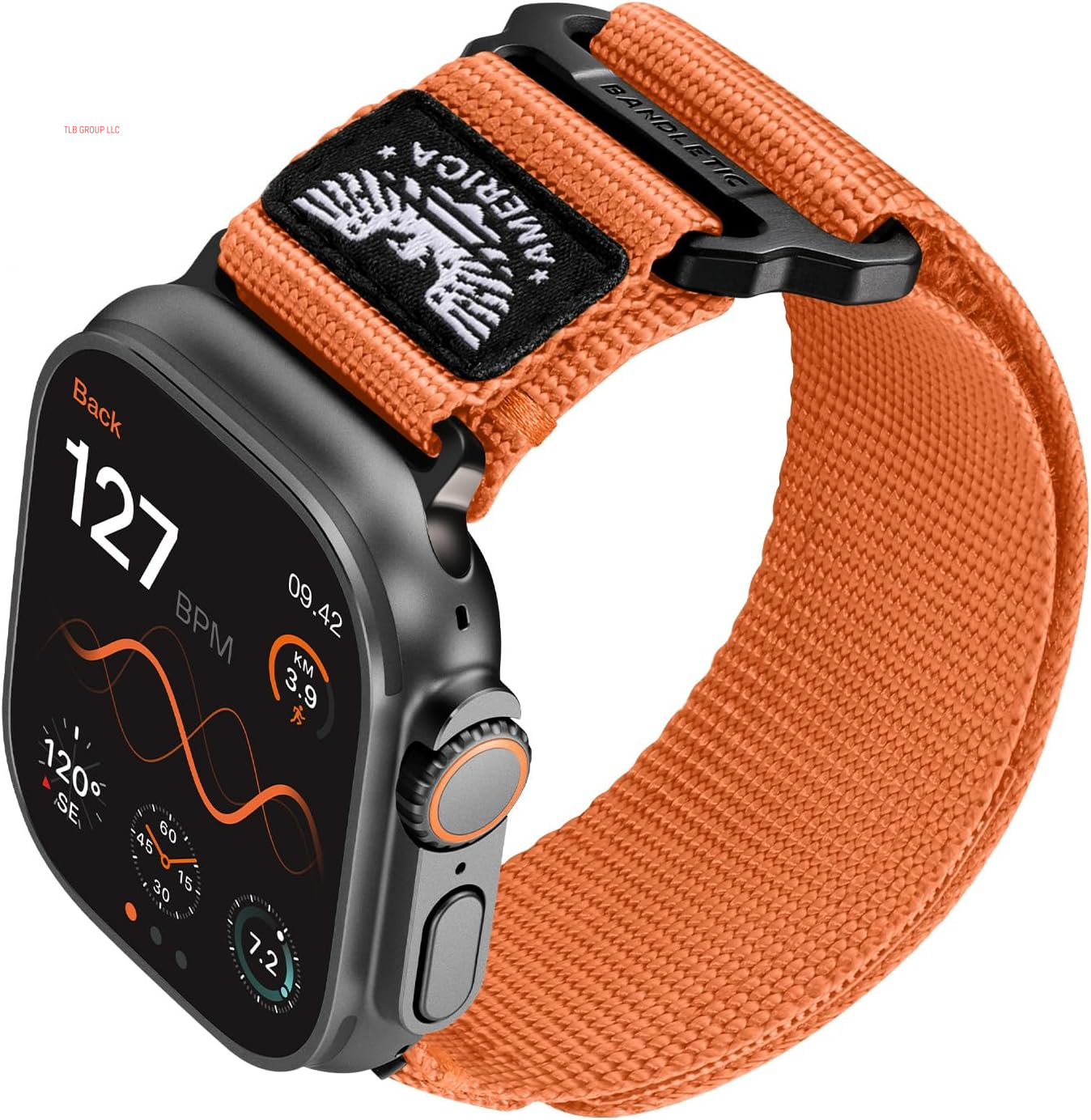 Nylon Bands Compatible with Apple Watch Band 49Mm 46Mm 44Mm 45Mm 42Mm(S3/2/1), Adjustable Breathable Rugged Durable Strap for Iwatch Bands Men Series 10/9/8/7/6/5/4 SE Ultra, Orange, Large