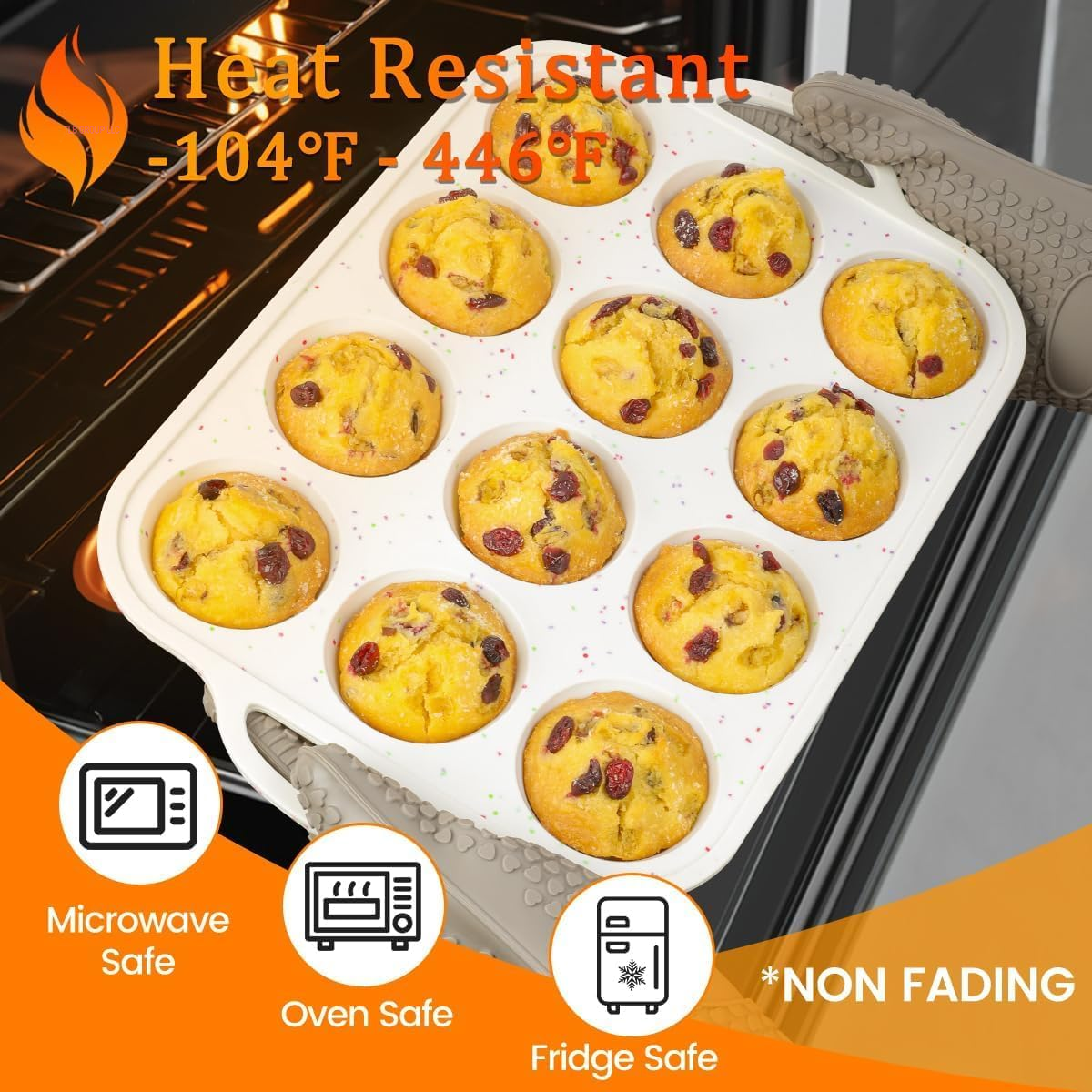Silicone Muffin Pan, with Metal Reinforced Frame Regular Size 2.8Inch Silicone Cupcake Pan Nonstick 12 Cups for Baking Homemade Muffins, Cupcakes, Egg Bites 2 Pack Dishwasher Safe BPA Free