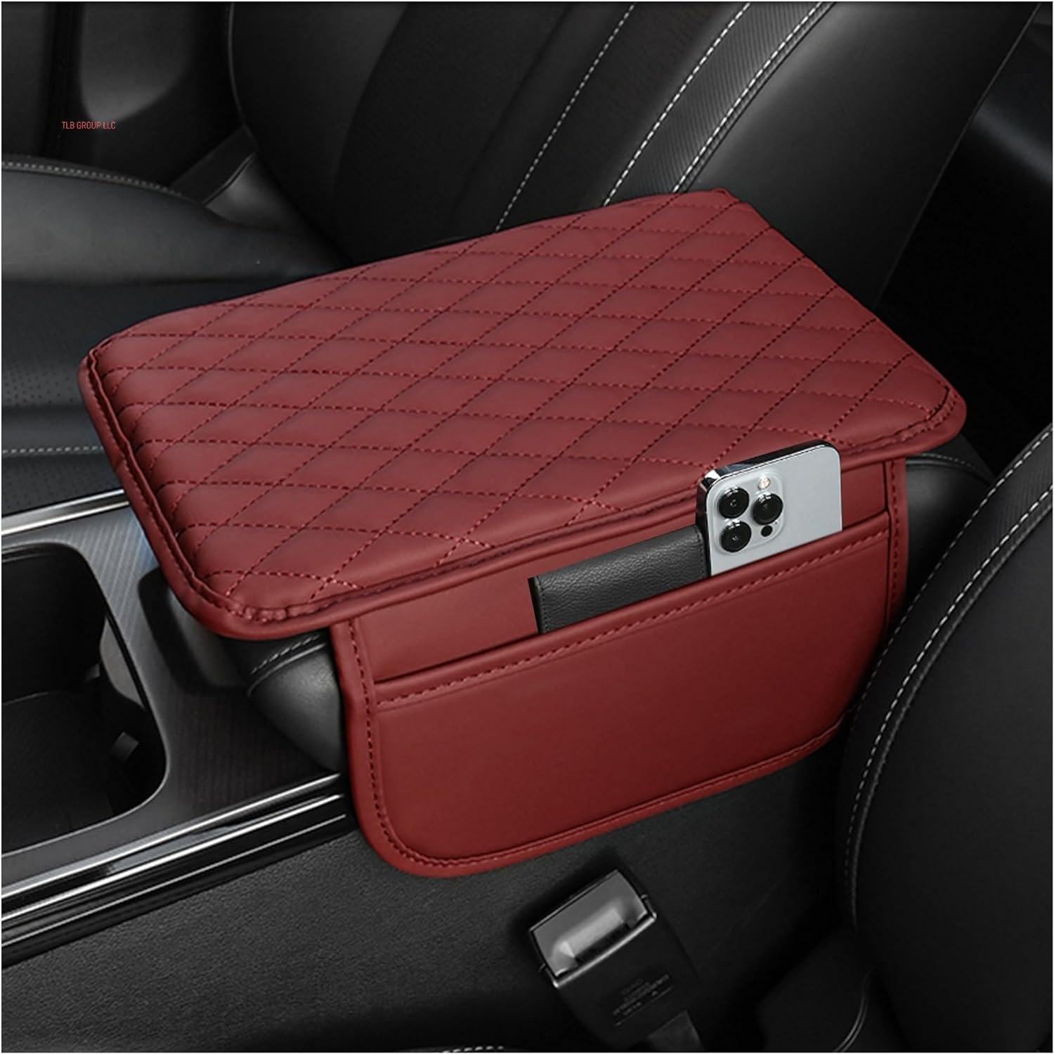 Upgraded Car Center Console Cover,Microfiber Leather Car Armrest Cover Cushion with 2 Storage Bags,Universal Car Armrest Storage Box Car Interior Accessories for Most Vehicles (Black)