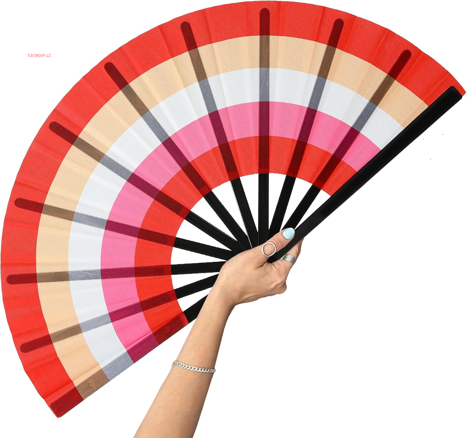 Rainbow Large Folding Fan-Hand Fan Popping Fans for Line Dancing Clacking Fans for Boots on the Ground Dance,Party,Outdoor,Decoration (Blue+Pink)
