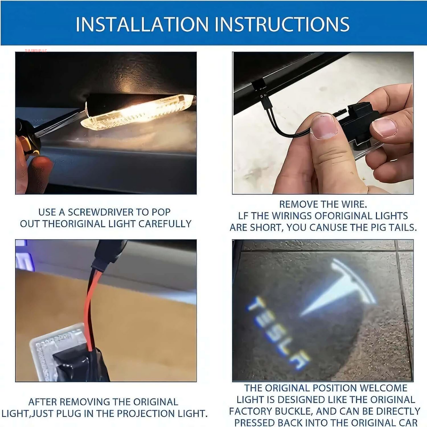 Puddle Light Compatible with  Model 3 Y S X 2023 2024 2025 Accessories for  Car Door LED Logo Projector Puddle Lights Ultra-Brights Step Welcome 3D Laser Ghost Shadow Light (2Pcs)