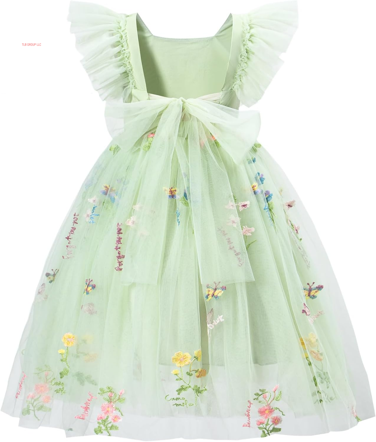 Toddler Girls Vintage Party Dress Ruffled Sleeve A-Line Tulle Flower Girl Dresses for Wedding,Birthday