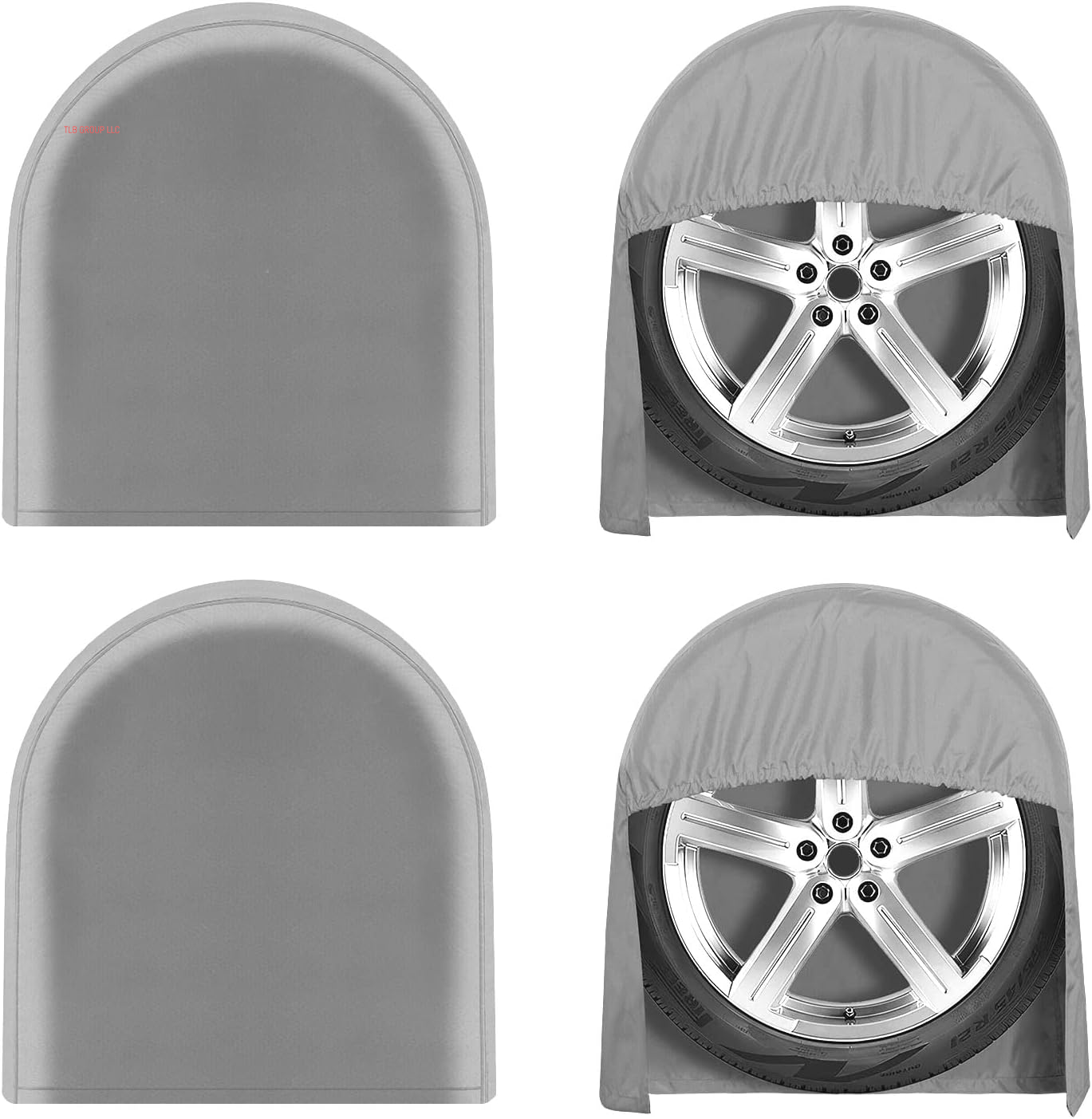 Outdoor Waterproof Tire Covers Set of 4 - Uv-Proof Trailer Wheel Cover Windproof Tire Protector for RV Jeep Trailers Camper Van Truck, Universal Tire Covering Fits Diameters 27"-29", Gray