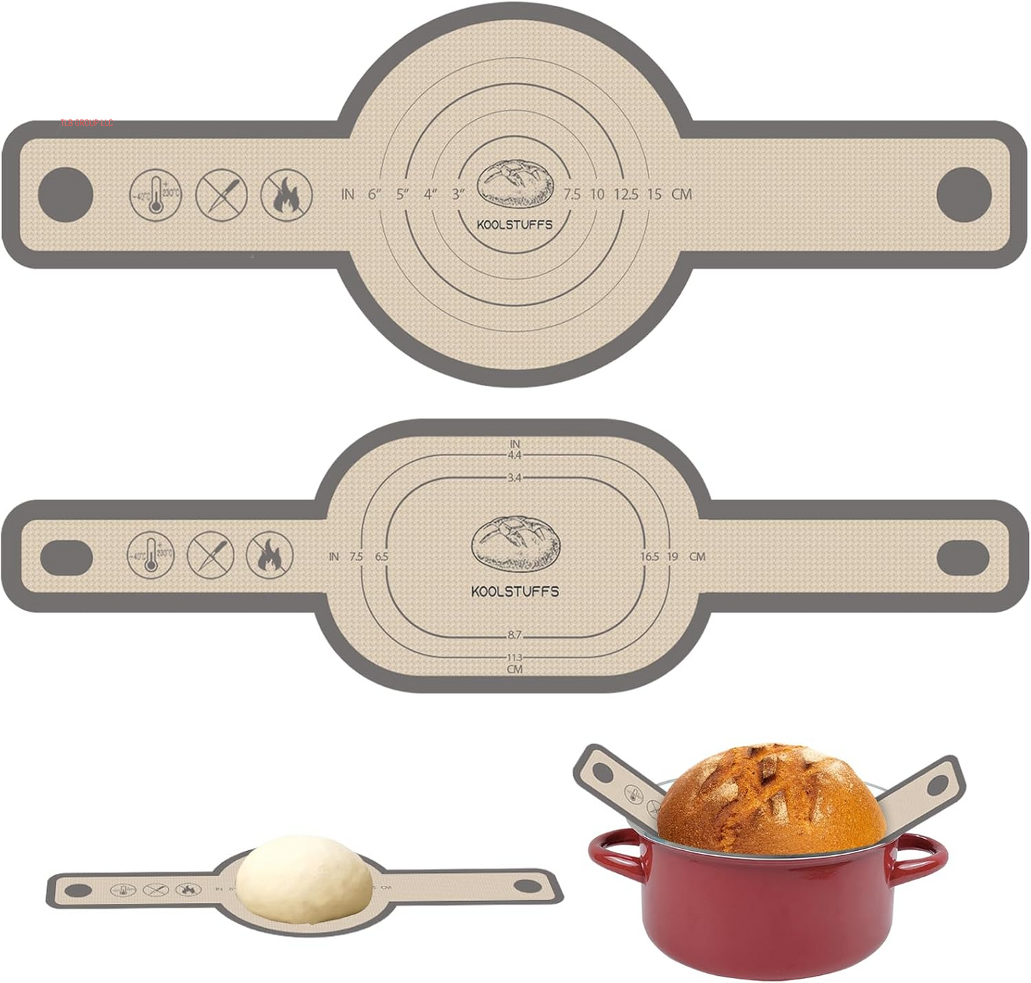 Silicone Bread Sling for Dutch Oven, 2 PCS Non-Stick & Easy Clean Reusable Silicone Bread Baking Mat with Long Handles, Easy to Transfer Sourdough Bread, BM02