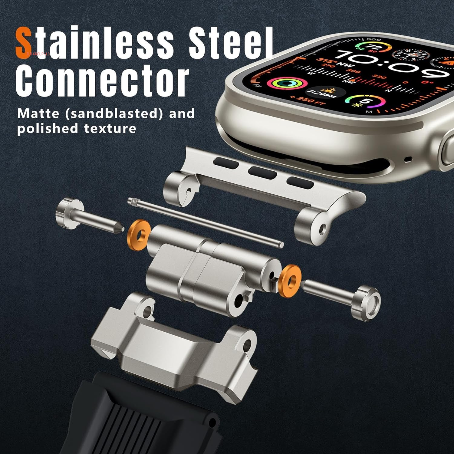 Compatible with Apple Watch Ultra 2 Band - 49Mm 46Mm 45Mm 44Mm 42Mm (Series 3 2 1) Bands for Men, Sport Rugged Silicone Strap with Metal Connector for Iwatch Series SE 10 9 8 7 6 5 4, Black