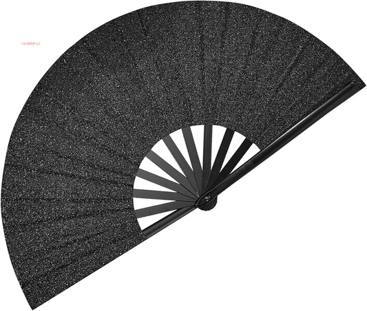 Rave Fans, Large Folding Hand Fan Popping Fan for Line Dancing, Big Clacking Fans Clap Fans Festival Fans Foldable for Boots on the Ground Dance,Music Festival, Party (Black)