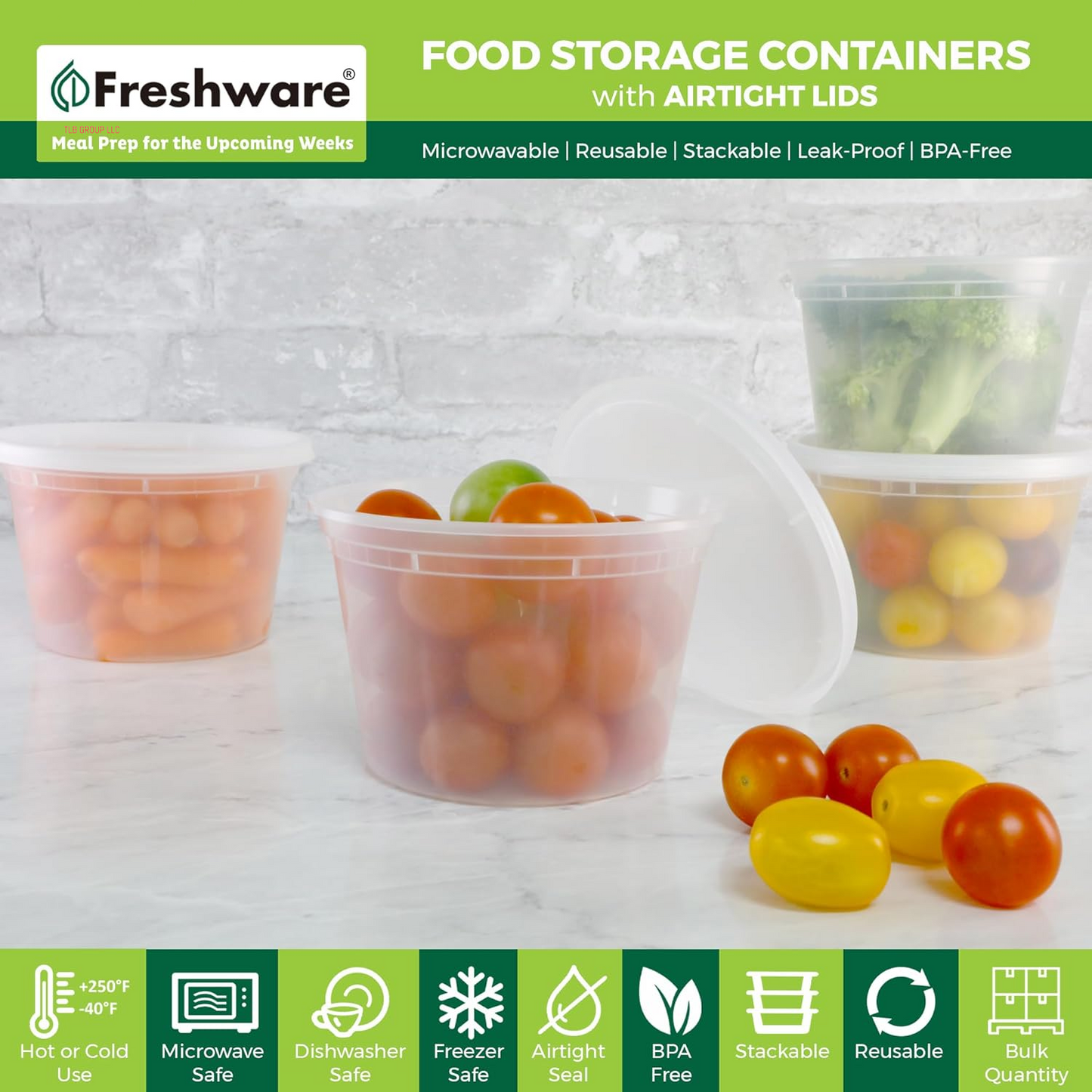 Food Storage Containers [50 Set] 16 Oz Plastic Deli Containers with Lids, Slime, Soup, Meal Prep Containers | BPA Free | Stackable | Leakproof | Microwave/Dishwasher/Freezer Safe
