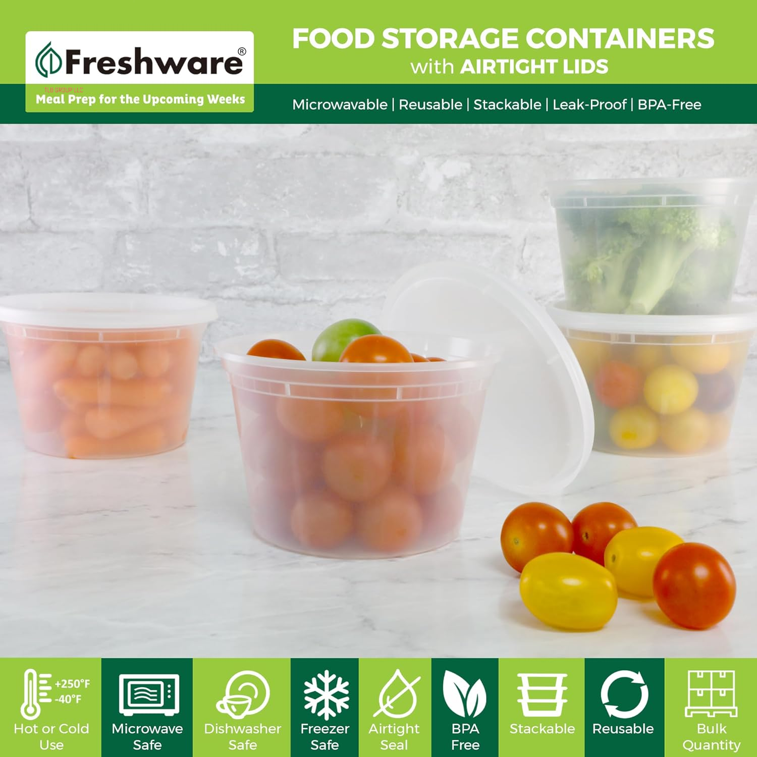 Food Storage Containers [50 Set] 16 Oz Plastic Deli Containers with Lids, Slime, Soup, Meal Prep Containers | BPA Free | Stackable | Leakproof | Microwave/Dishwasher/Freezer Safe