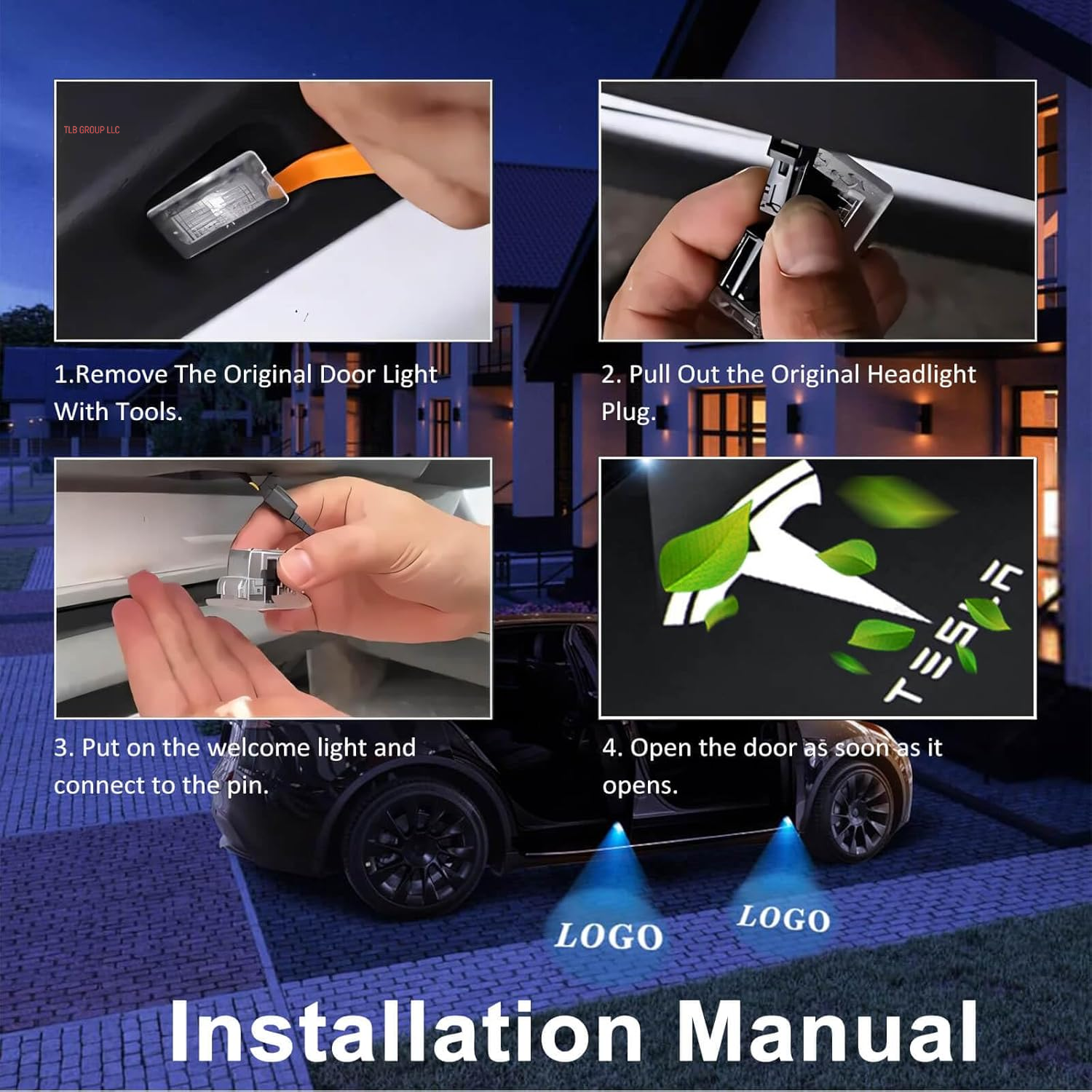 Puddle Light Compatible with  Model 3 Y S X 2023 2024 2025 Accessories for  Car Door LED Logo Projector Puddle Lights Ultra-Brights Step Welcome 3D Laser Ghost Shadow Light (2Pcs)