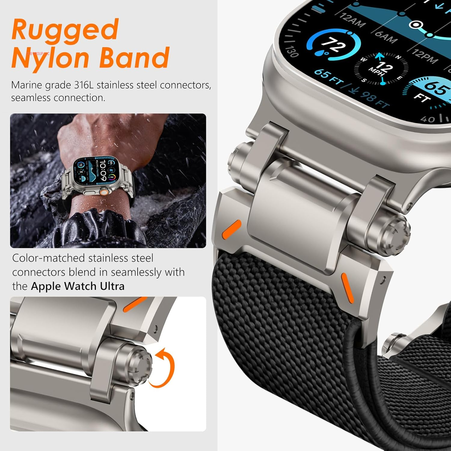 Stretchy Bands for Apple Watch Ultra 2 Band 49Mm 46Mm 45Mm 44Mm 42Mm Men, Rugged Solo Loop Nylon Sport Elastic Braided Straps for Iwatch Ultra Series 10 9 8 7 6 5 4 3 SE with Metal Connector